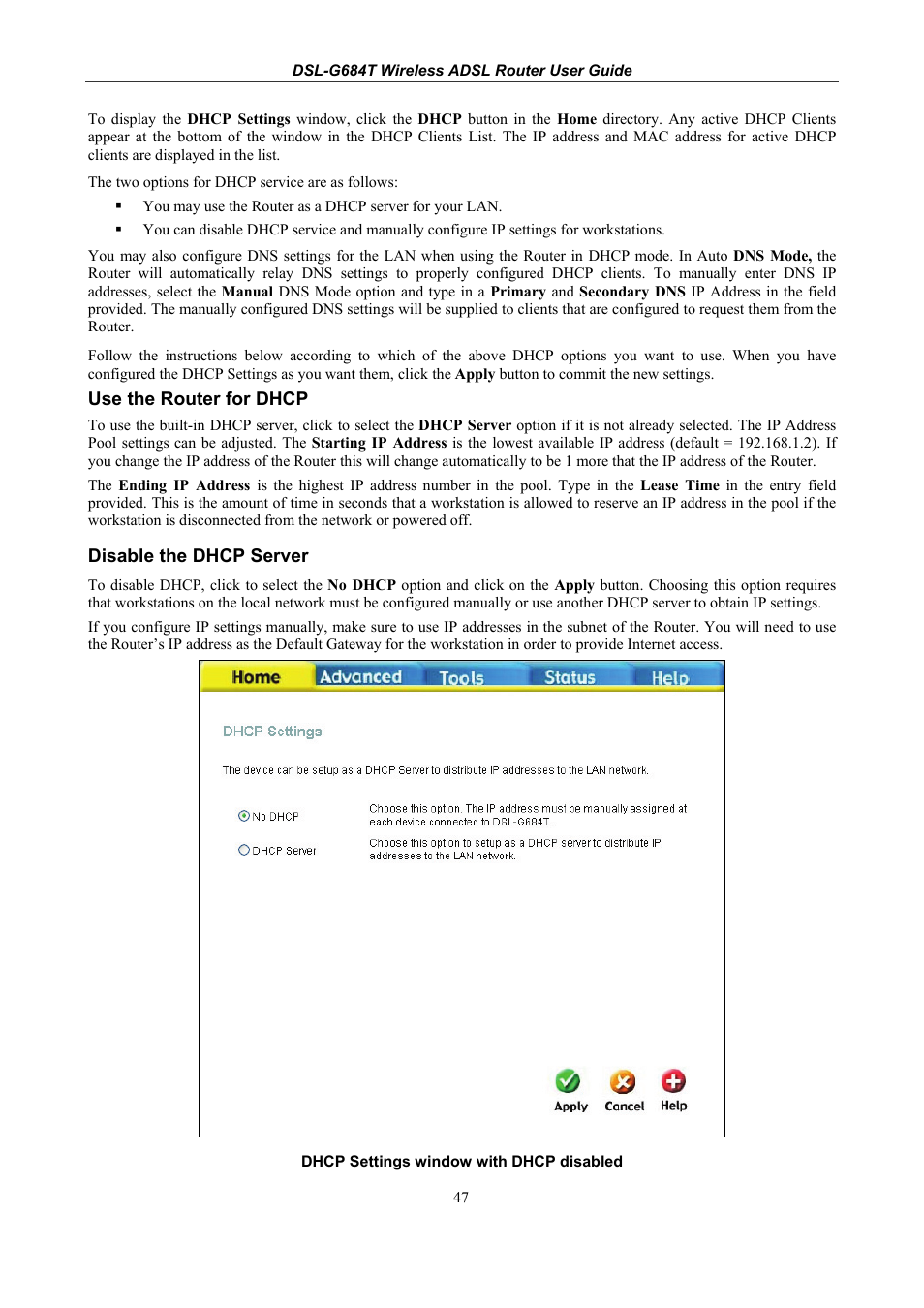 Use the router for dhcp | D-Link DSL-G684T User Manual | Page 59 / 121