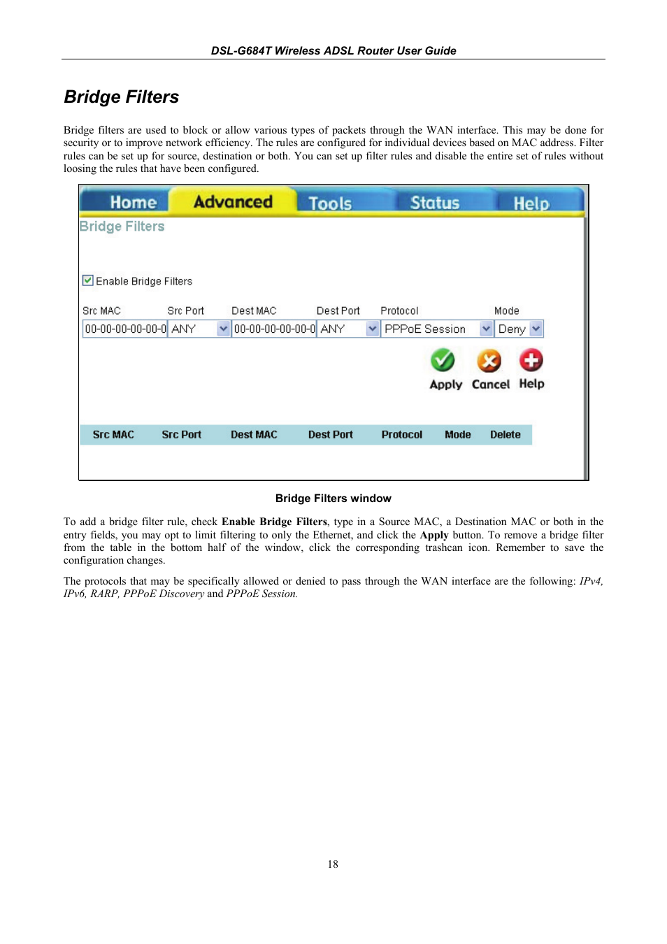 Bridge filters | D-Link DSL-G684T User Manual | Page 78 / 121