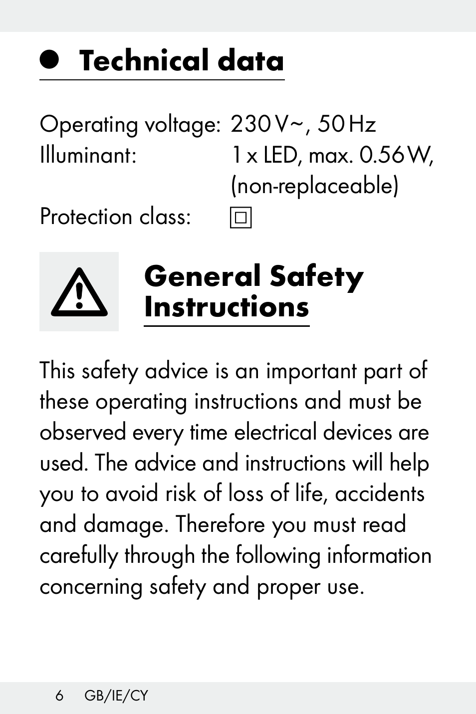 Technical data, General safety instructions | Livarno Z32148A-BS User Manual | Page 6 / 28