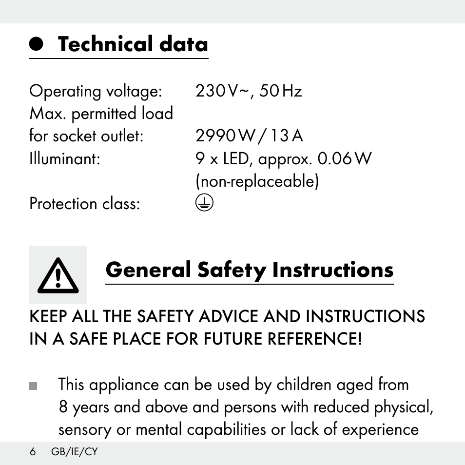 Technical data, General safety instructions | Livarno Z31503-BS User Manual | Page 6 / 25