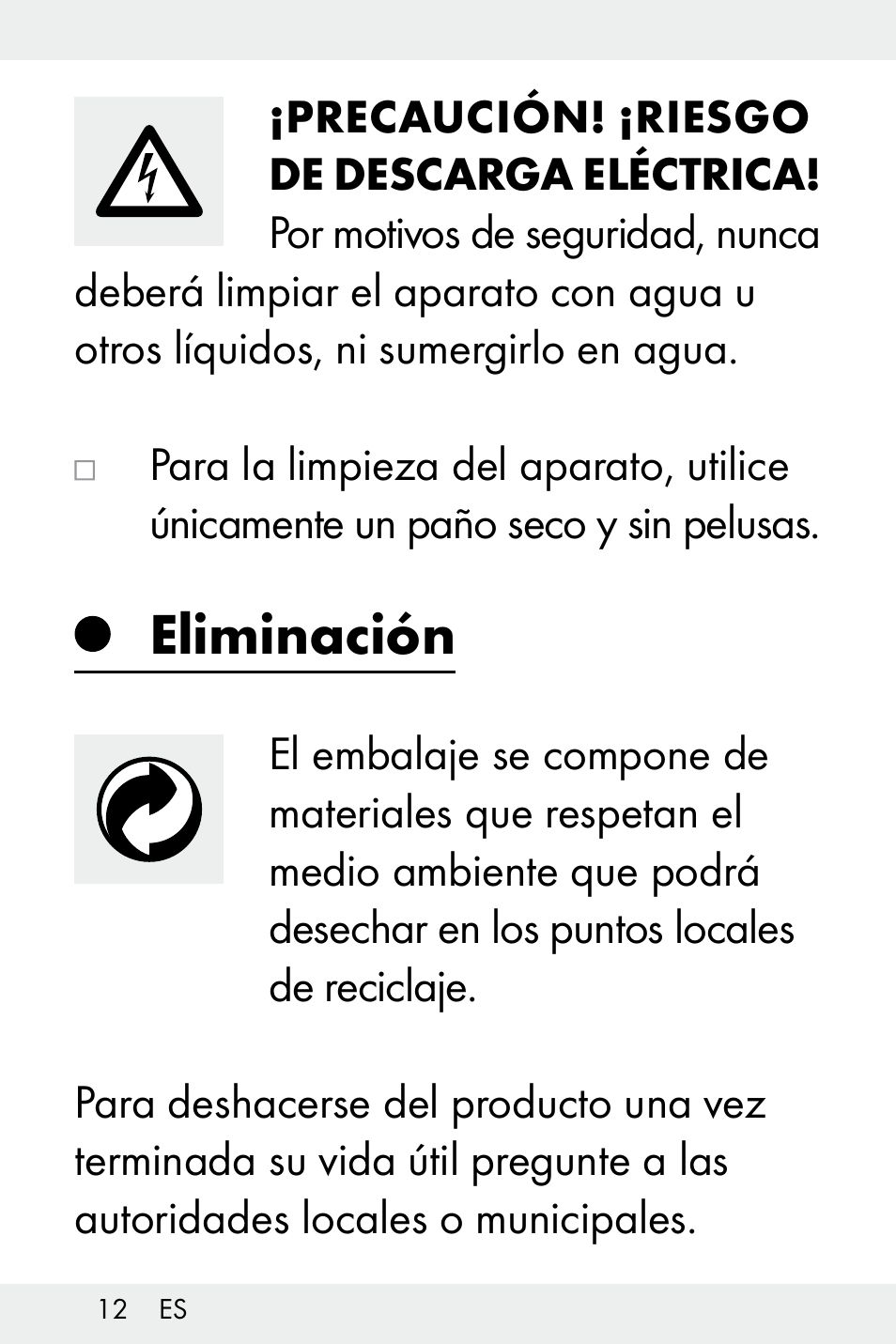 Eliminación | Livarno Z32148A-BS User Manual | Page 12 / 63