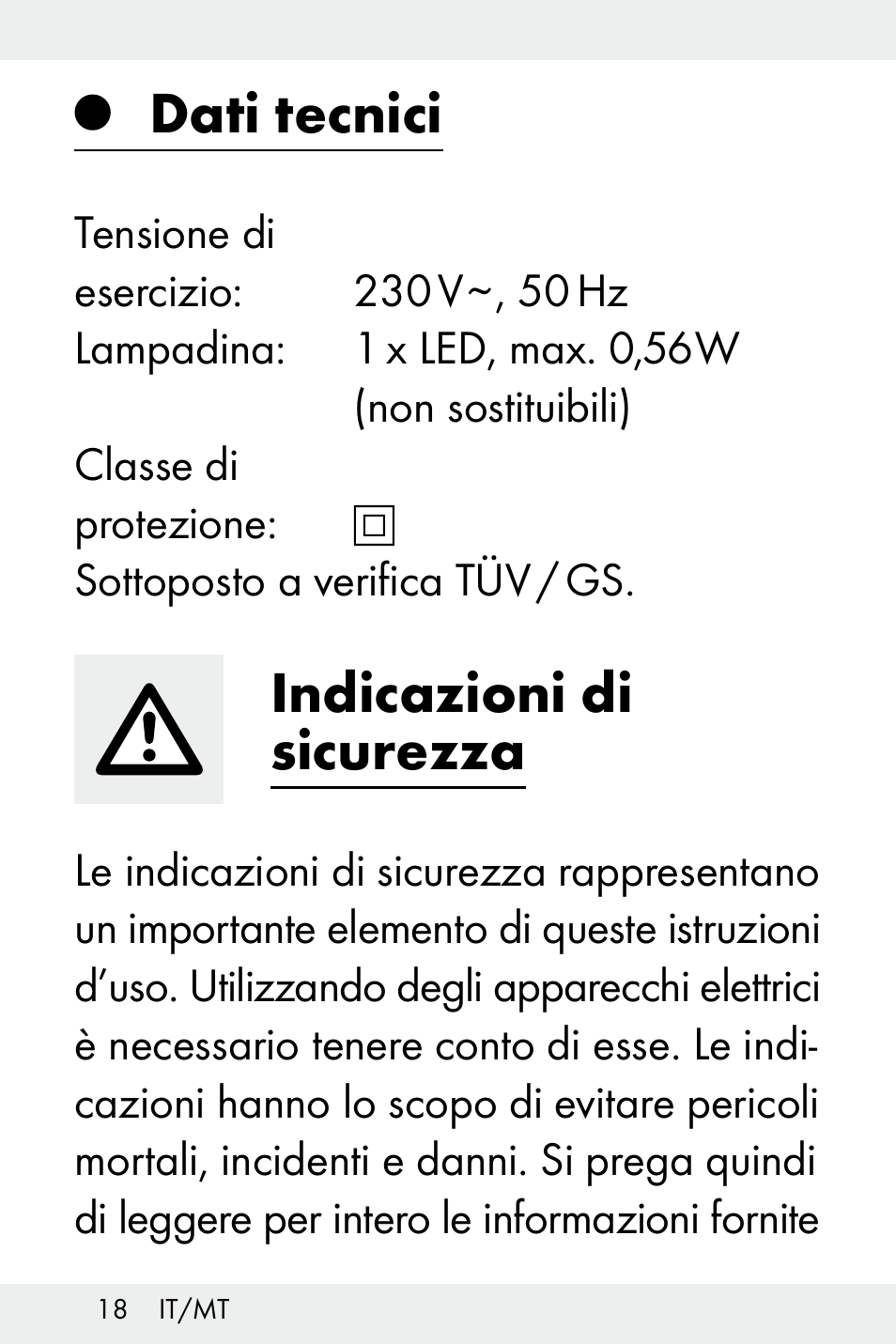 Dati tecnici, Indicazioni di sicurezza | Livarno Z32148A-BS User Manual | Page 18 / 63