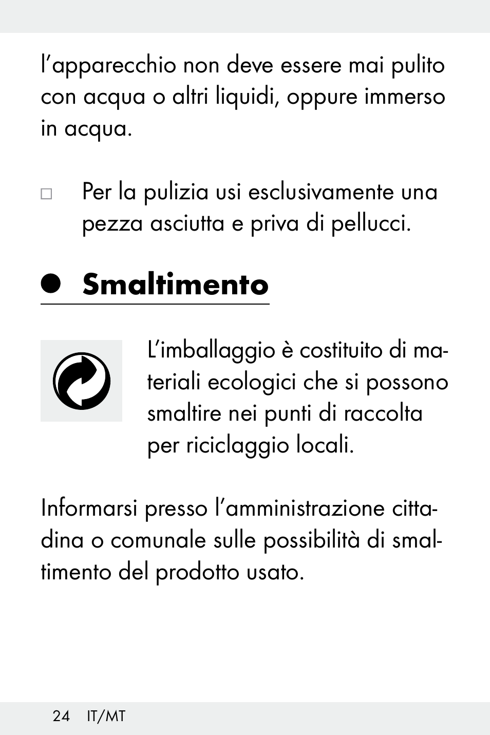 Smaltimento | Livarno Z32148A-BS User Manual | Page 24 / 63