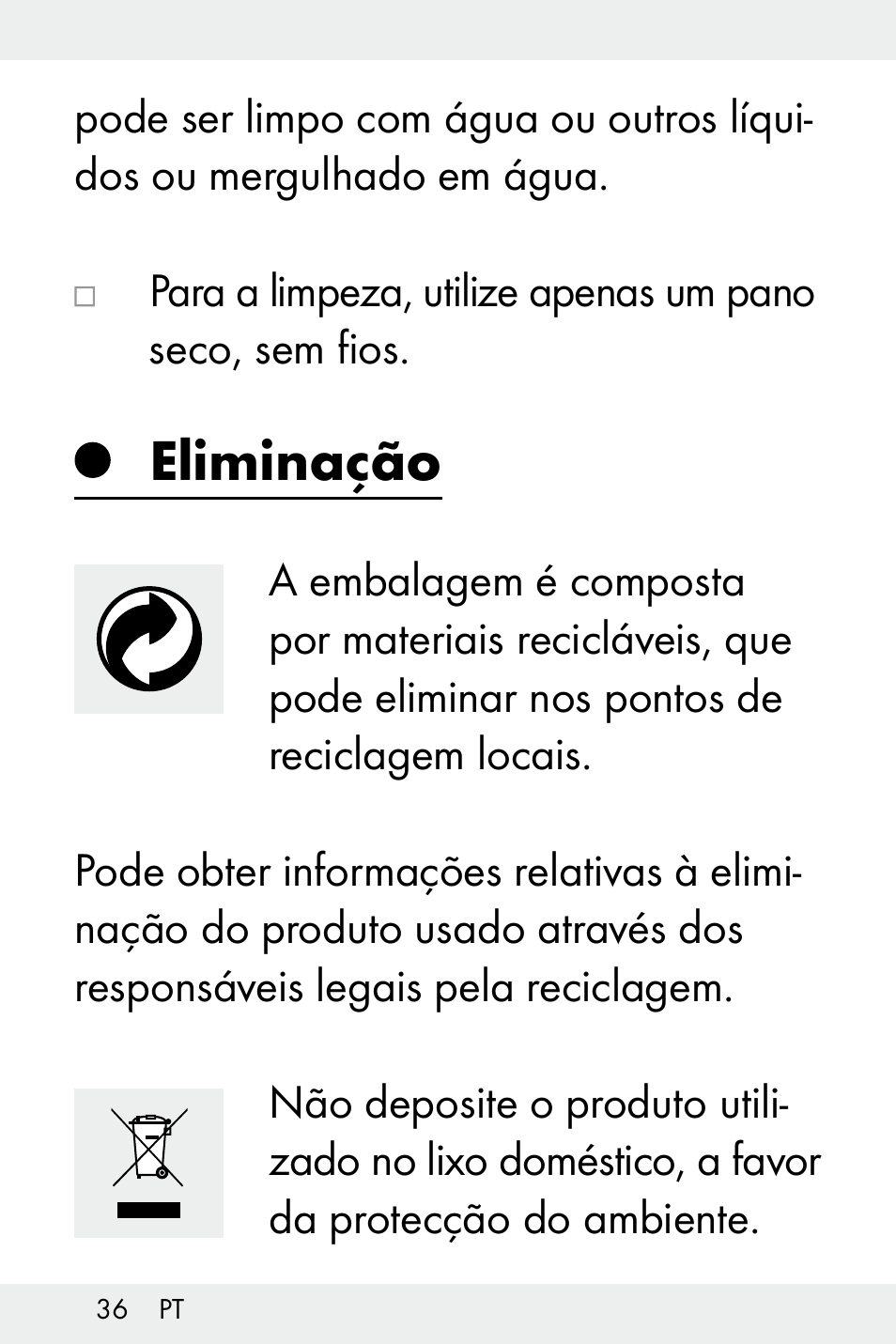 Eliminação | Livarno Z32148A-BS User Manual | Page 36 / 63