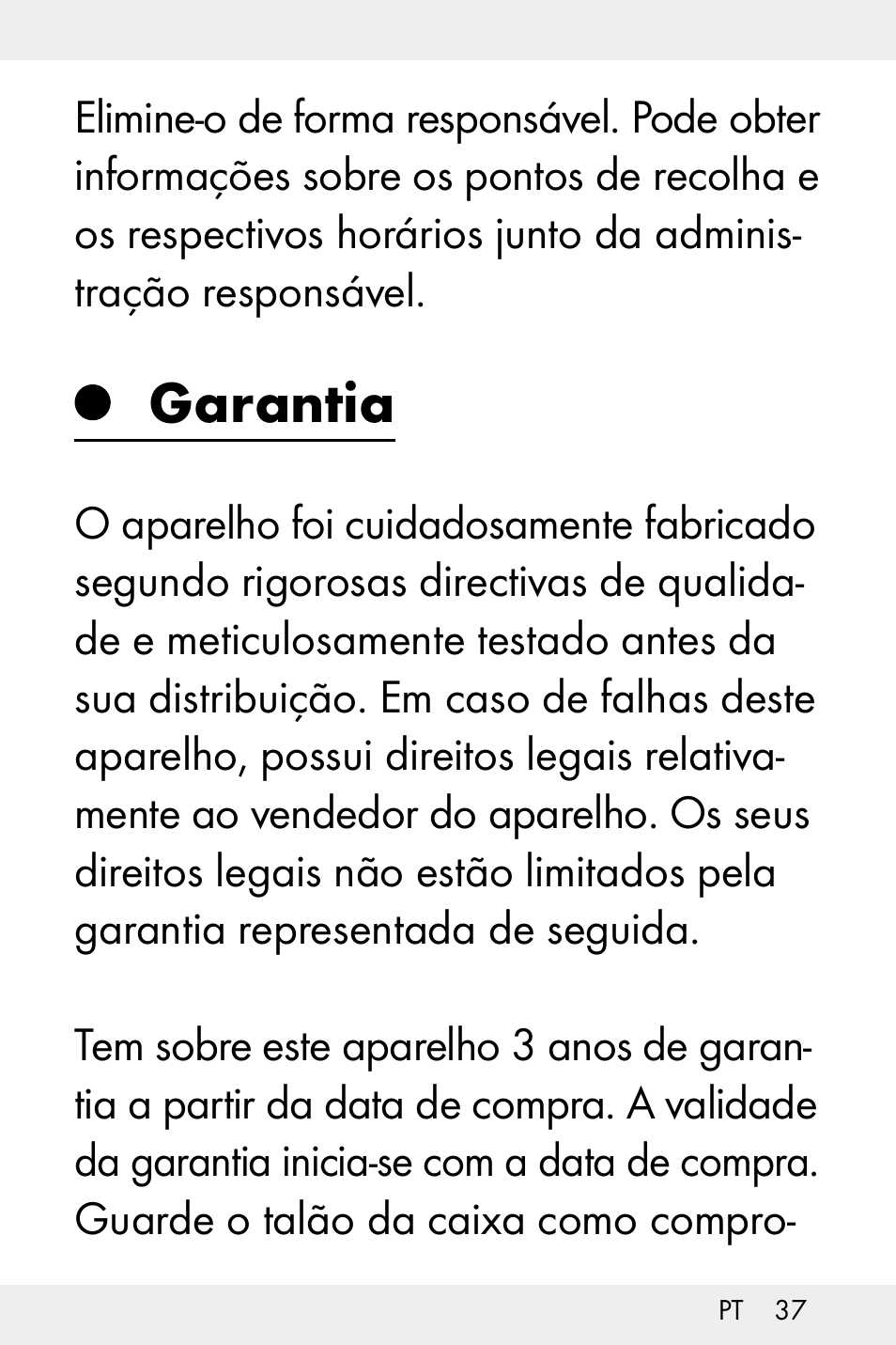 Garantia | Livarno Z32148A-BS User Manual | Page 37 / 63