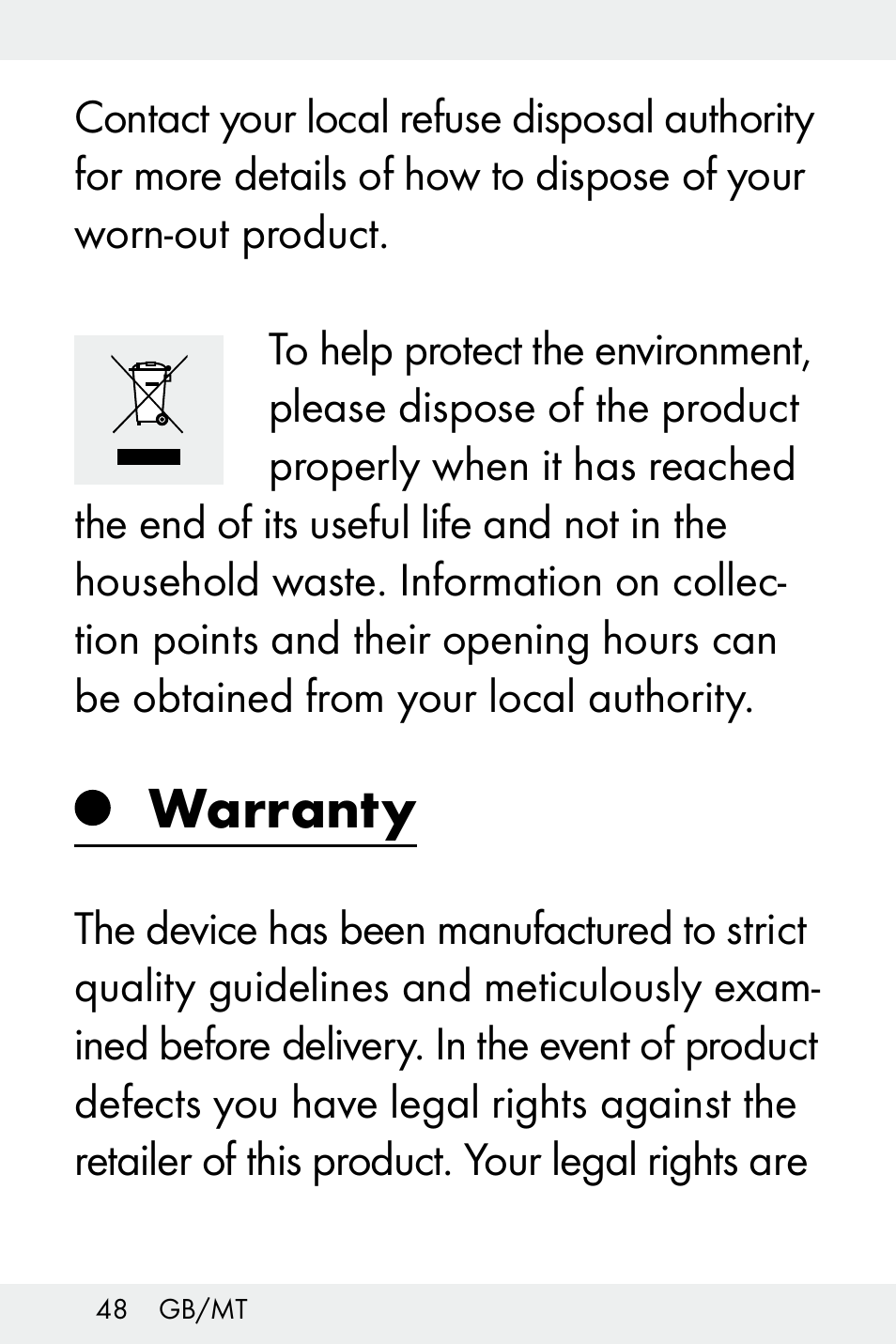 Warranty | Livarno Z32148A-BS User Manual | Page 48 / 63