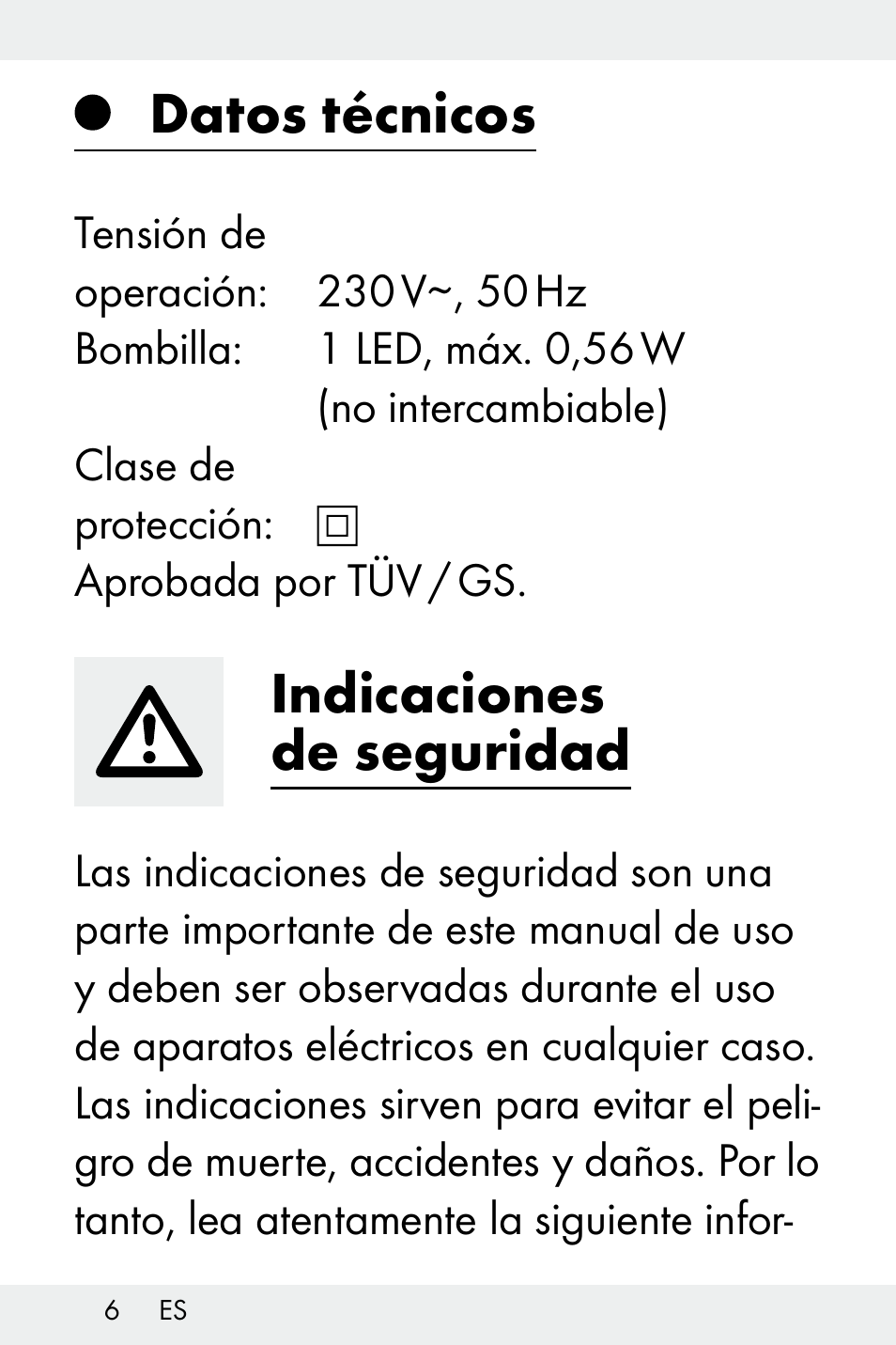 Datos técnicos, Indicaciones de seguridad | Livarno Z32148A-BS User Manual | Page 6 / 63