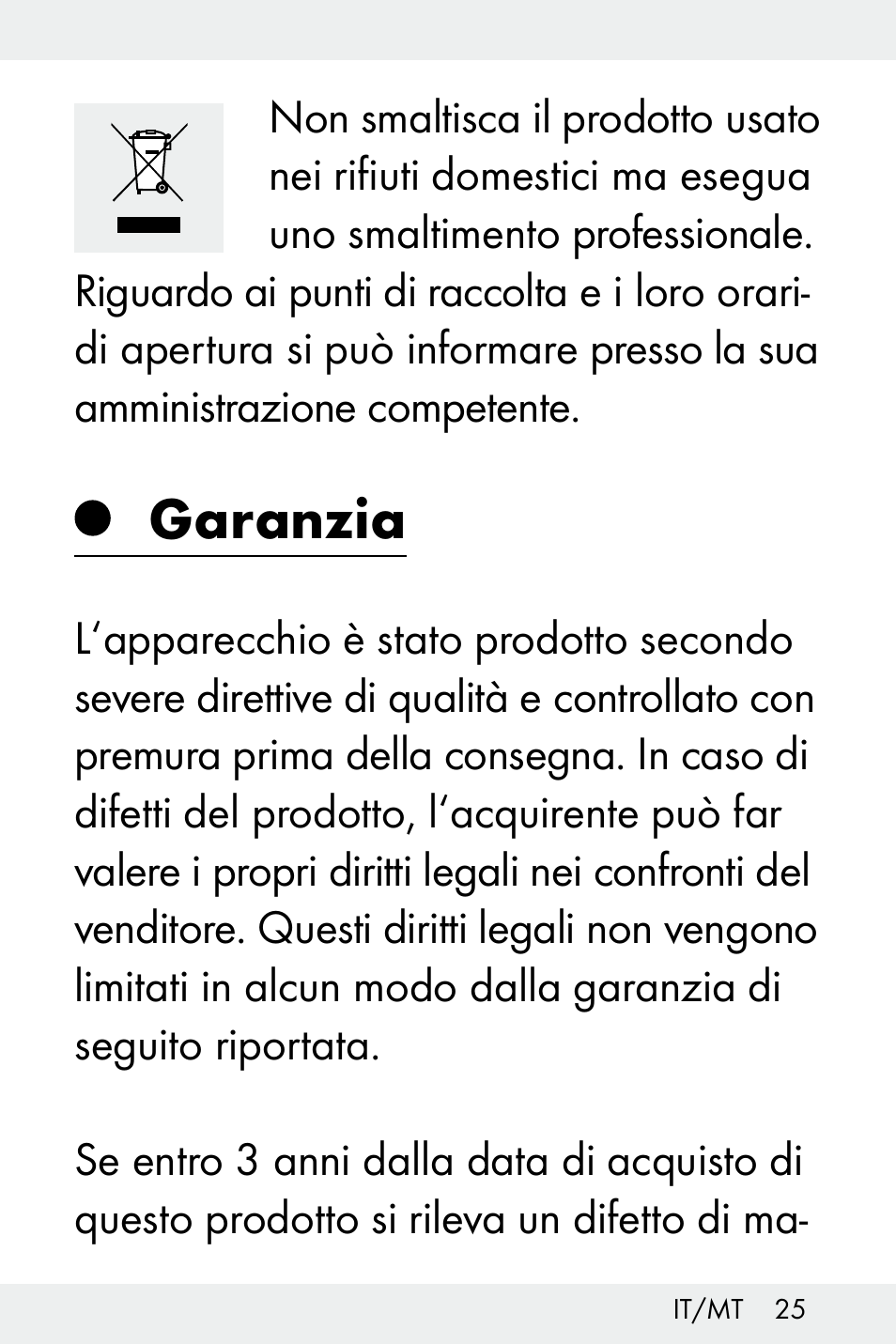 Garanzia | Livarno Z32148B-BS User Manual | Page 25 / 62