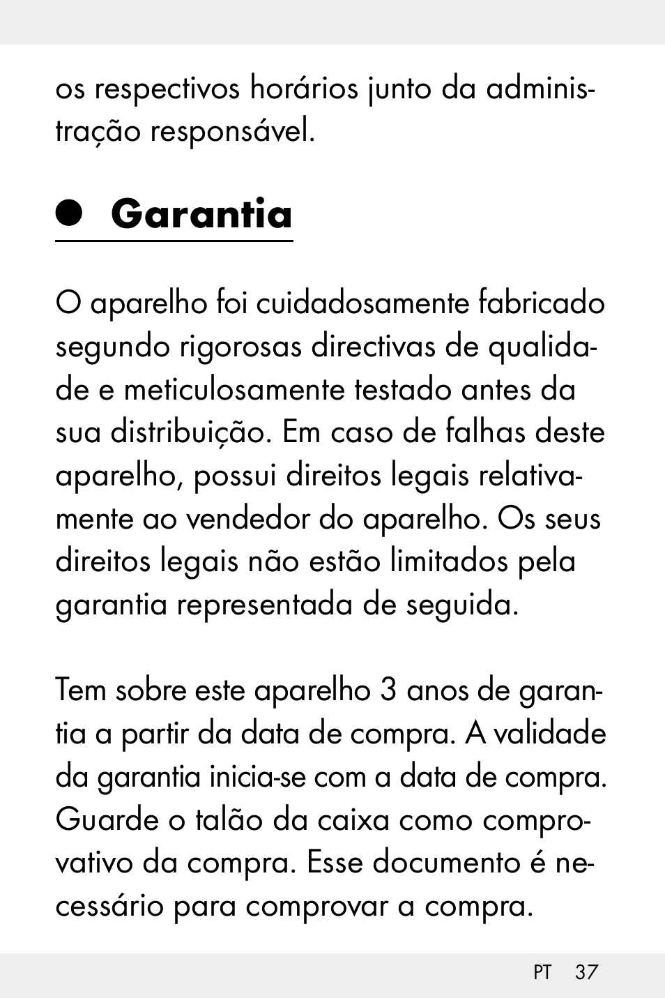 Garantia | Livarno Z32148B-BS User Manual | Page 37 / 62