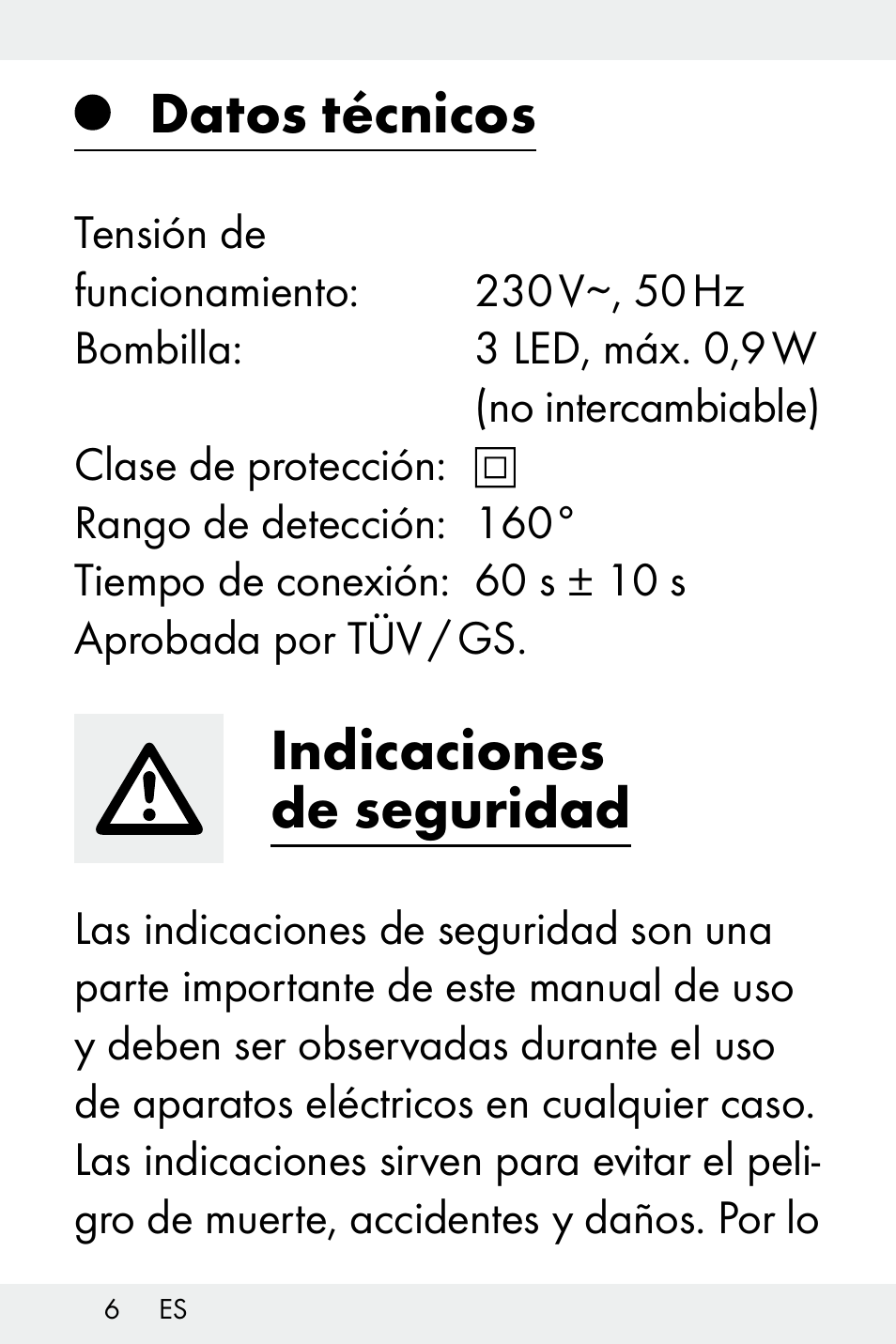 Datos técnicos, Indicaciones de seguridad | Livarno Z32148B-BS User Manual | Page 6 / 62