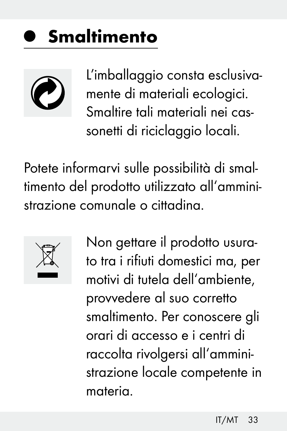 Smaltimento | Livarno Z32148C User Manual | Page 33 / 81