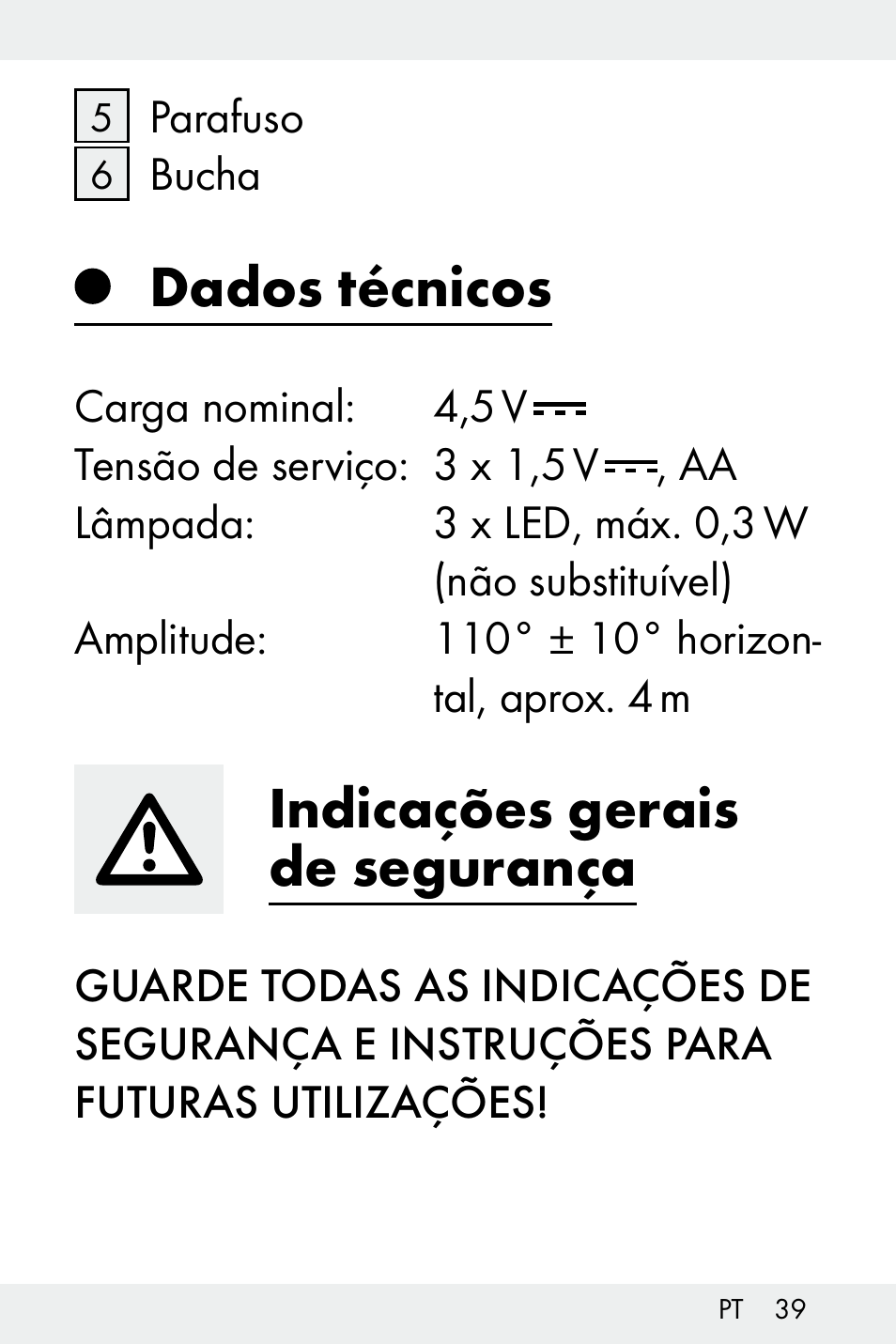 Dados técnicos, Indicações gerais de segurança | Livarno Z32148C User Manual | Page 39 / 81