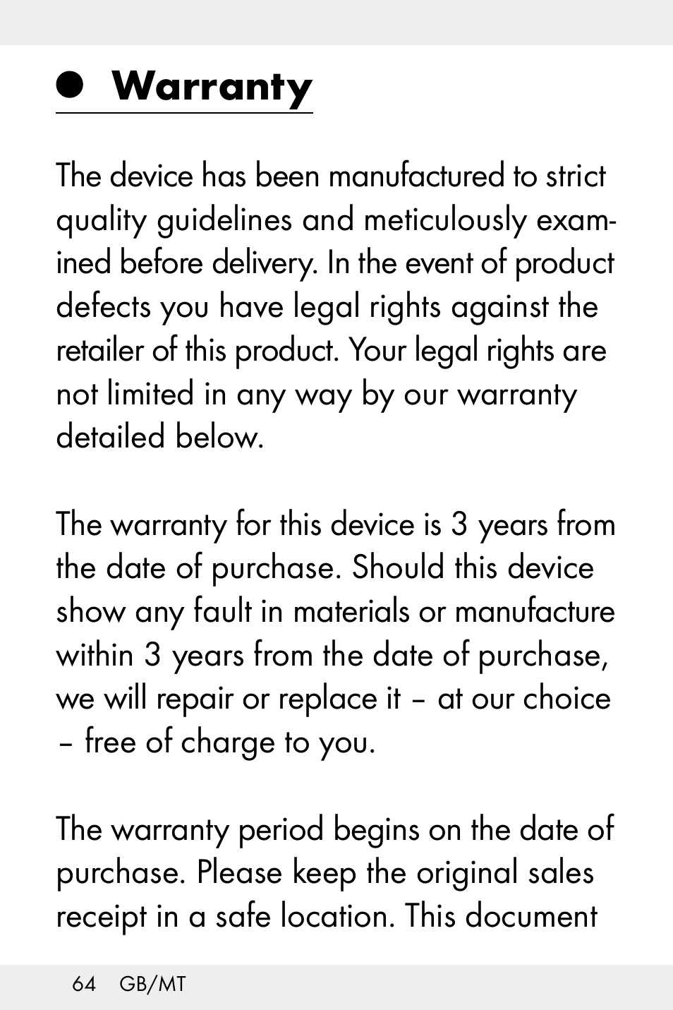Warranty | Livarno Z32148C User Manual | Page 64 / 81