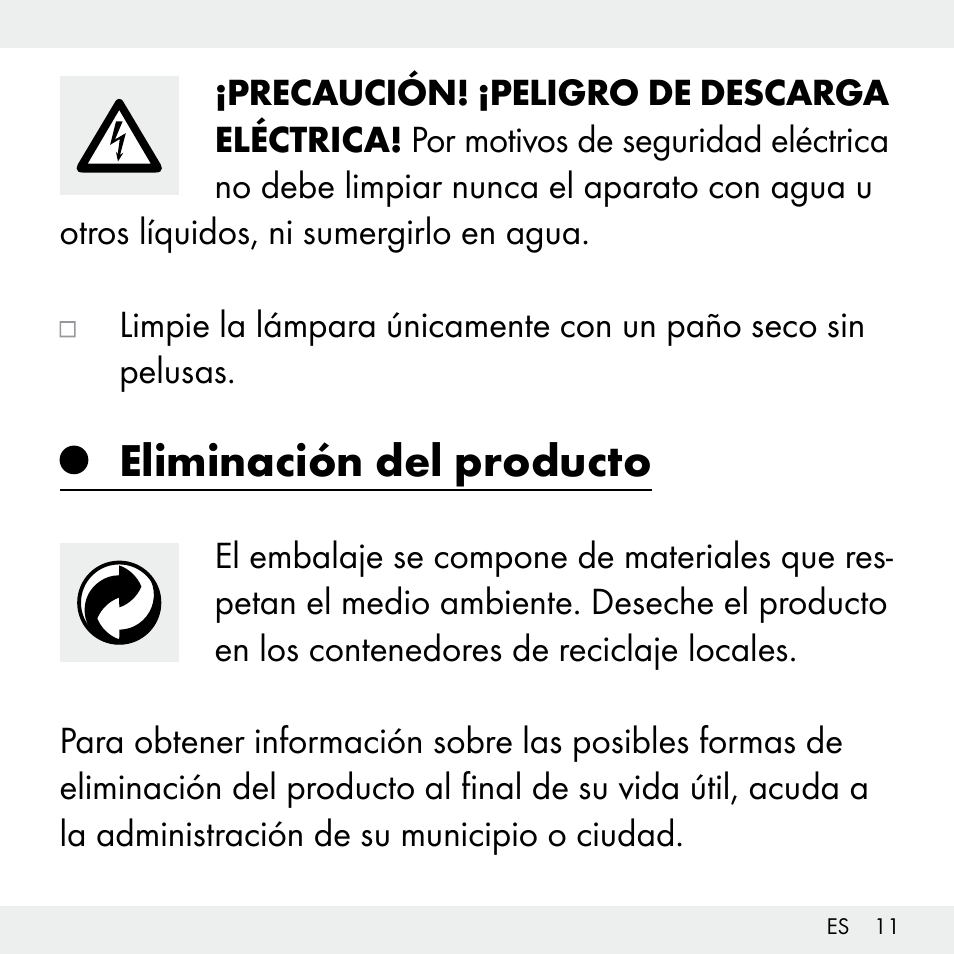 Eliminación del producto | Livarno Z31503-BS User Manual | Page 11 / 56