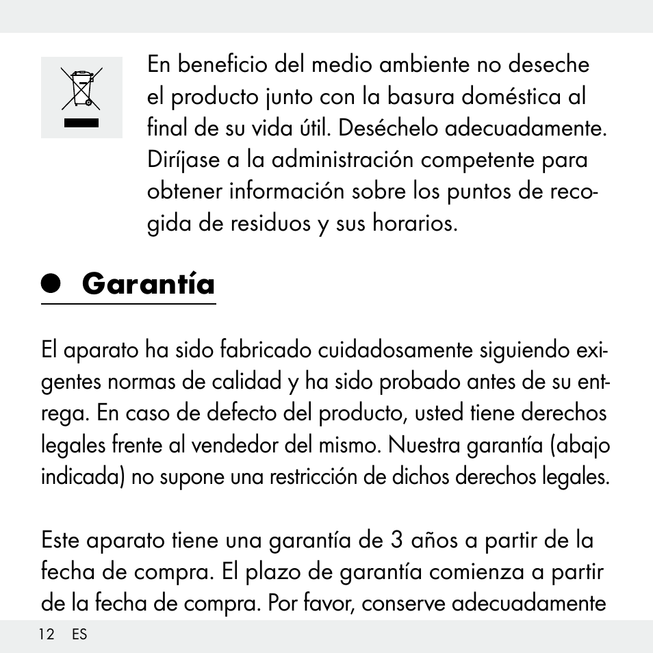 Garantía | Livarno Z31503-BS User Manual | Page 12 / 56