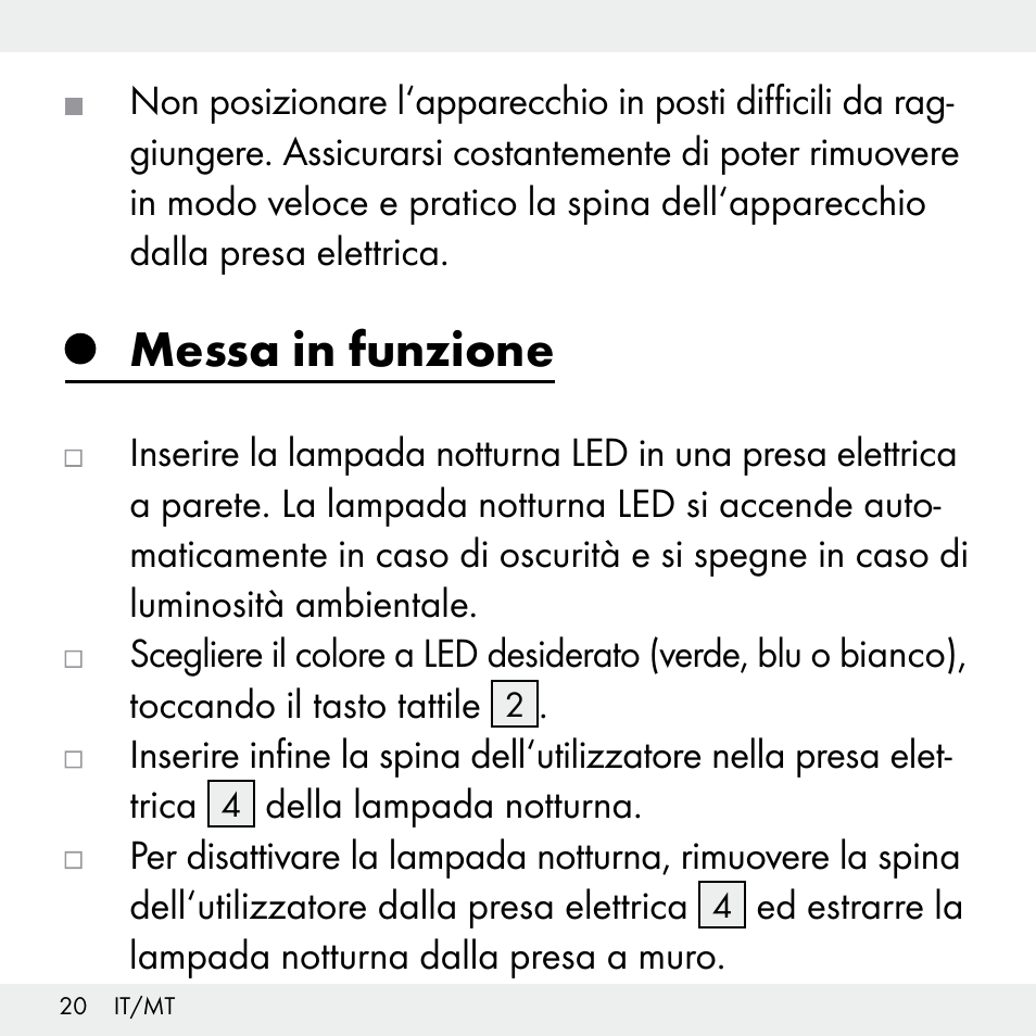 Messa in funzione | Livarno Z31503-BS User Manual | Page 20 / 56