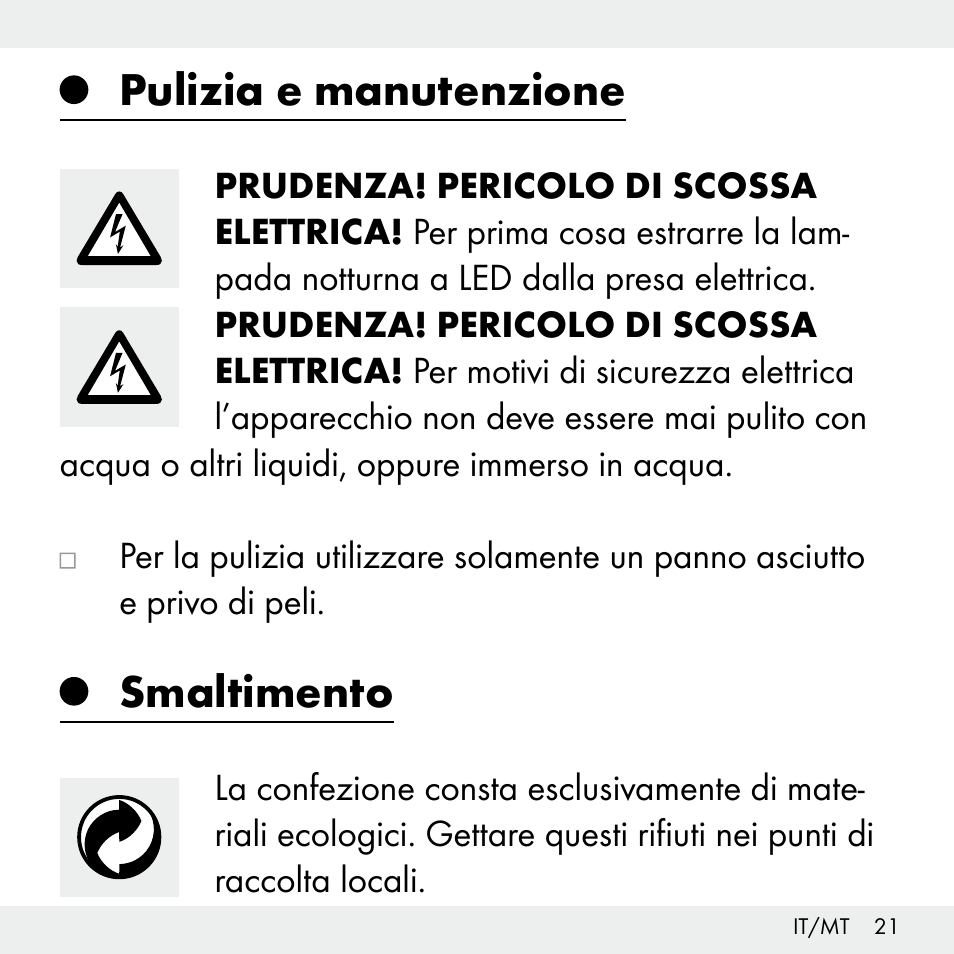 Pulizia e manutenzione, Smaltimento | Livarno Z31503-BS User Manual | Page 21 / 56