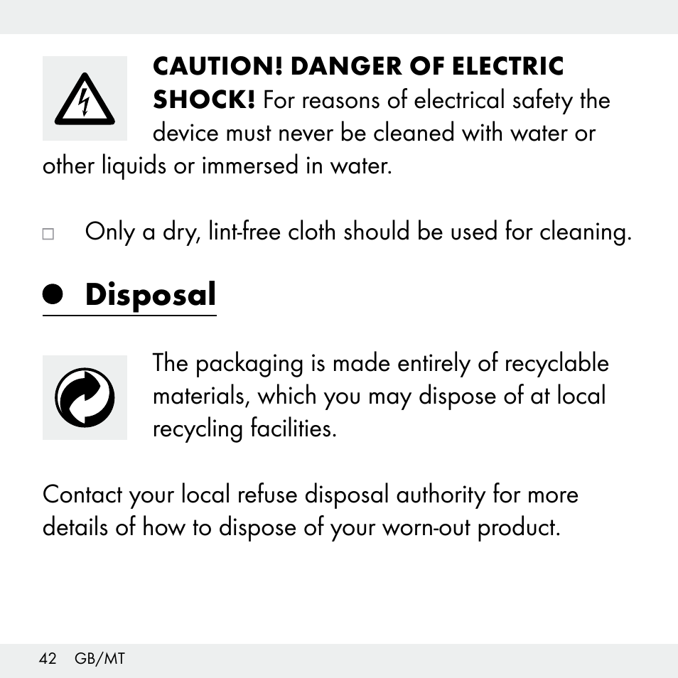 Disposal | Livarno Z31503-BS User Manual | Page 42 / 56