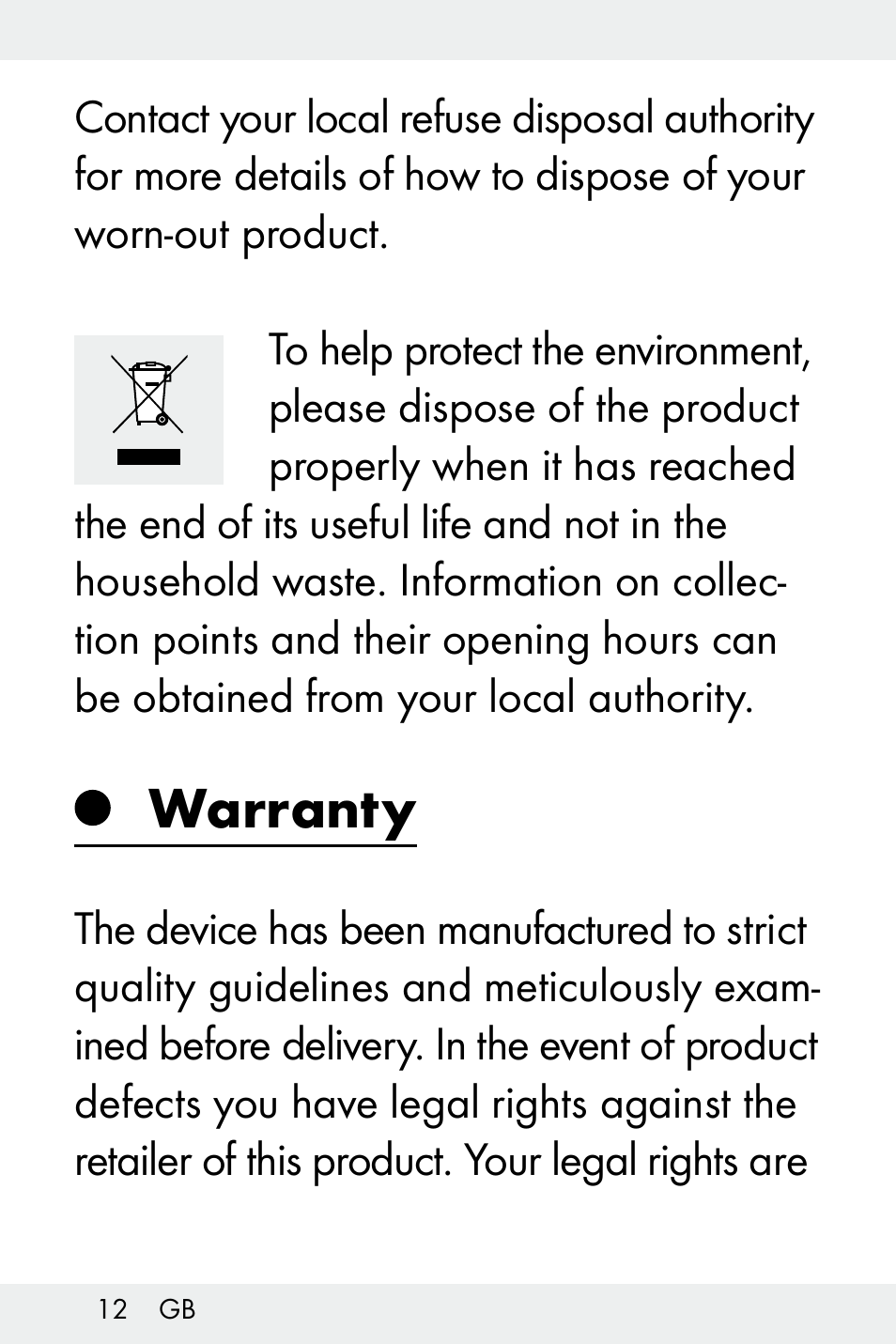 Warranty | Livarno Z32148A-BS User Manual | Page 12 / 83