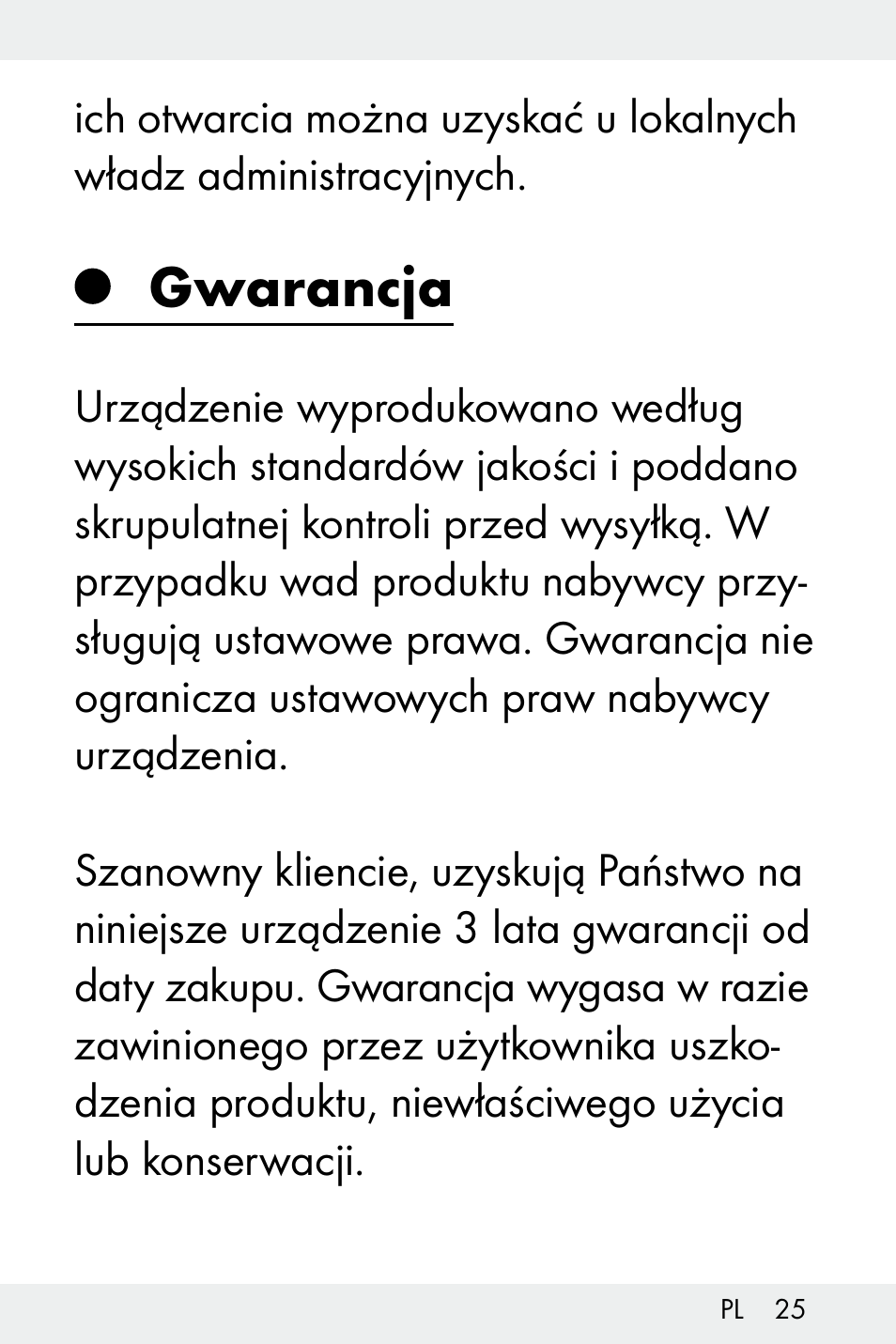 Gwarancja | Livarno Z32148A-BS User Manual | Page 25 / 83