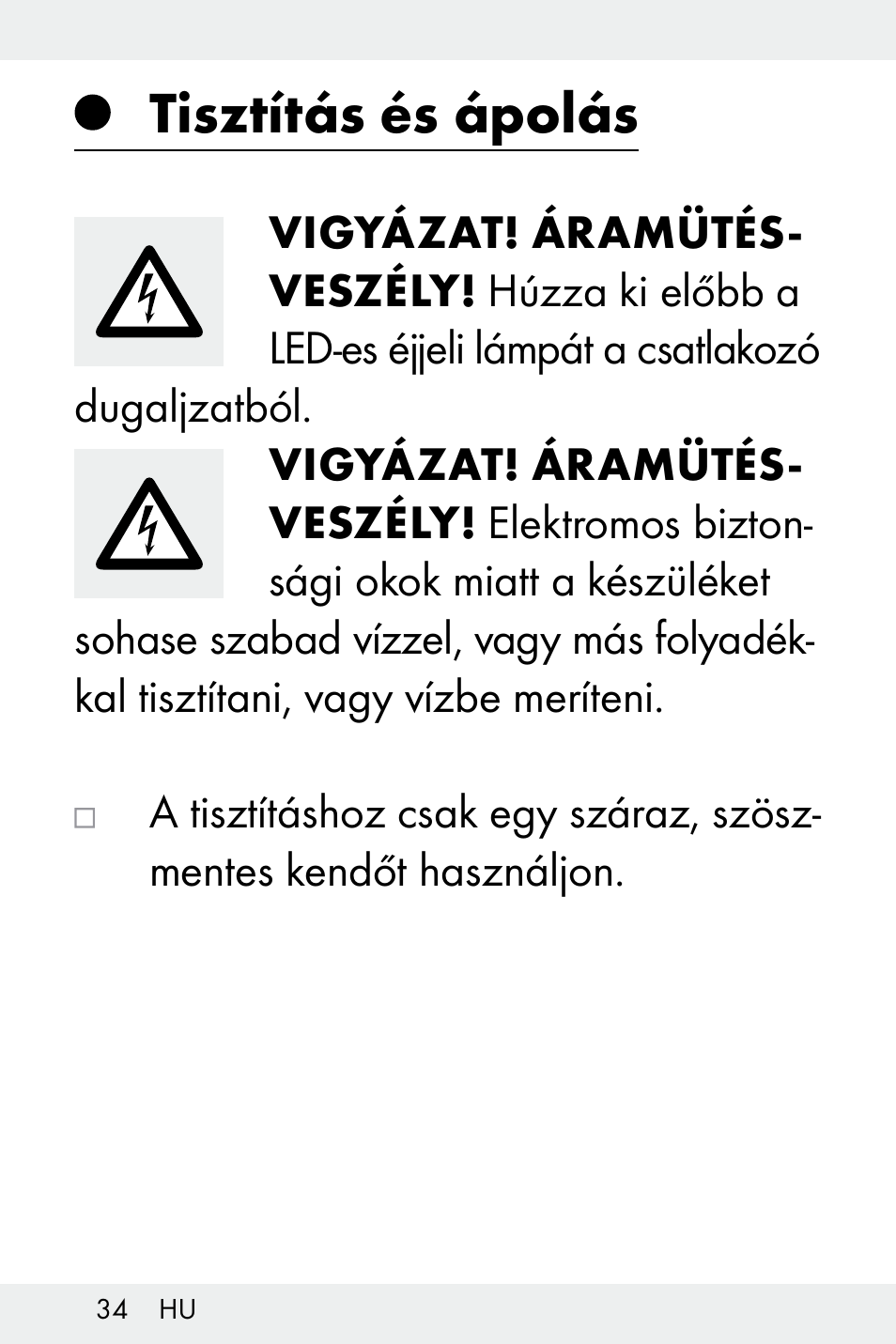 Tisztítás és ápolás | Livarno Z32148A-BS User Manual | Page 34 / 83