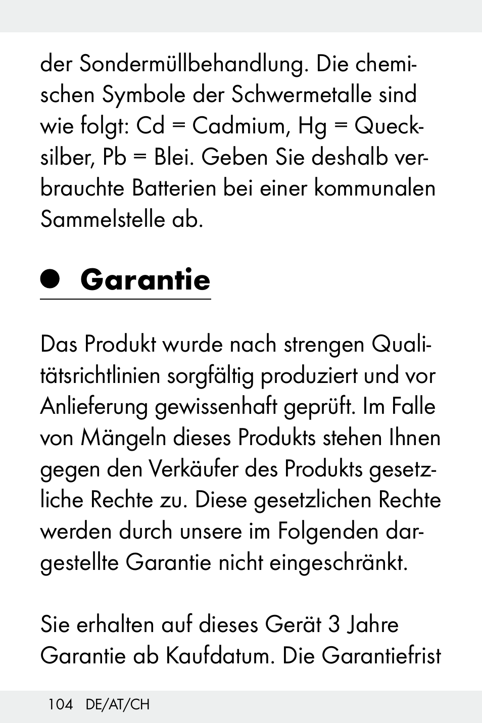 Garantie | Livarno Z32148C User Manual | Page 104 / 107