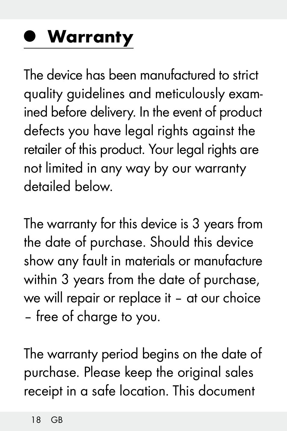 Warranty | Livarno Z32148C User Manual | Page 18 / 107