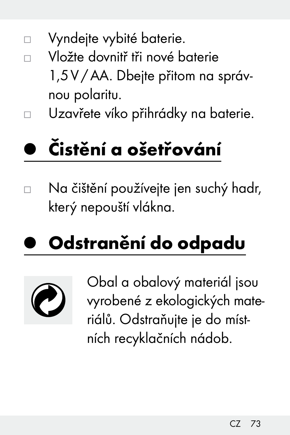 Čistění a ošetřování, Odstranění do odpadu | Livarno Z32148C User Manual | Page 73 / 107