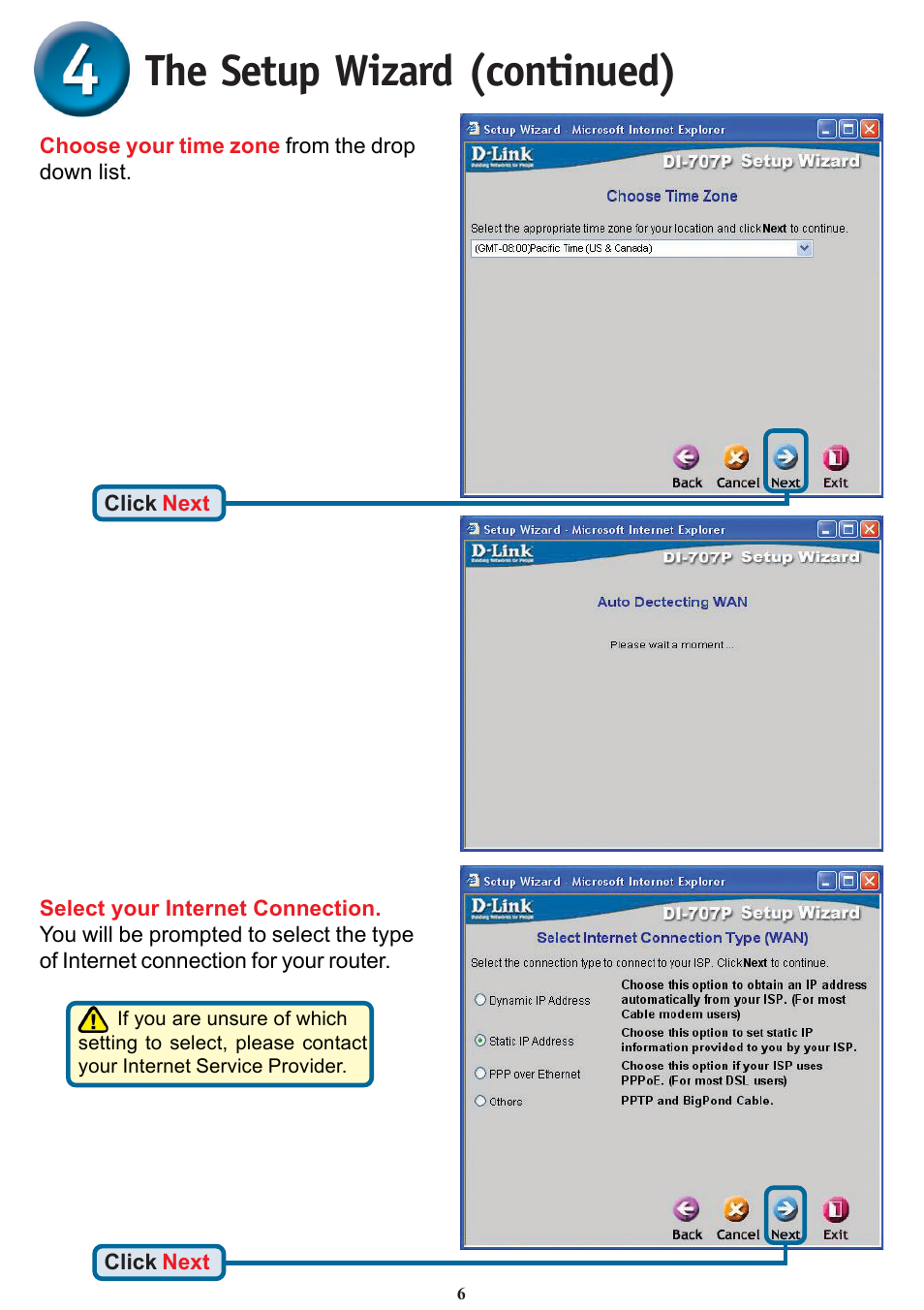 The setup wizard (continued) | D-Link DI-707P User Manual | Page 6 / 16