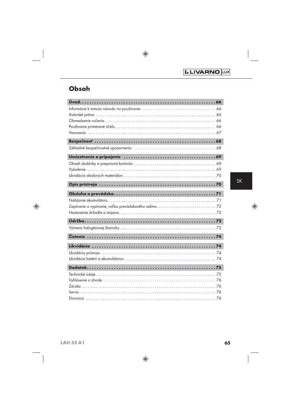 Livarno LAH 55 A1 User Manual | Page 67 / 92