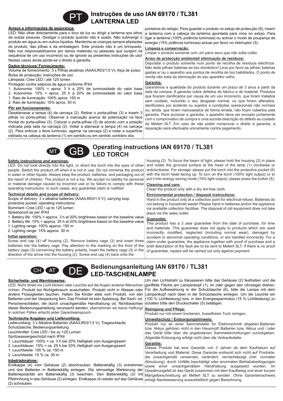 Livarno TL381 User Manual | Page 2 / 2