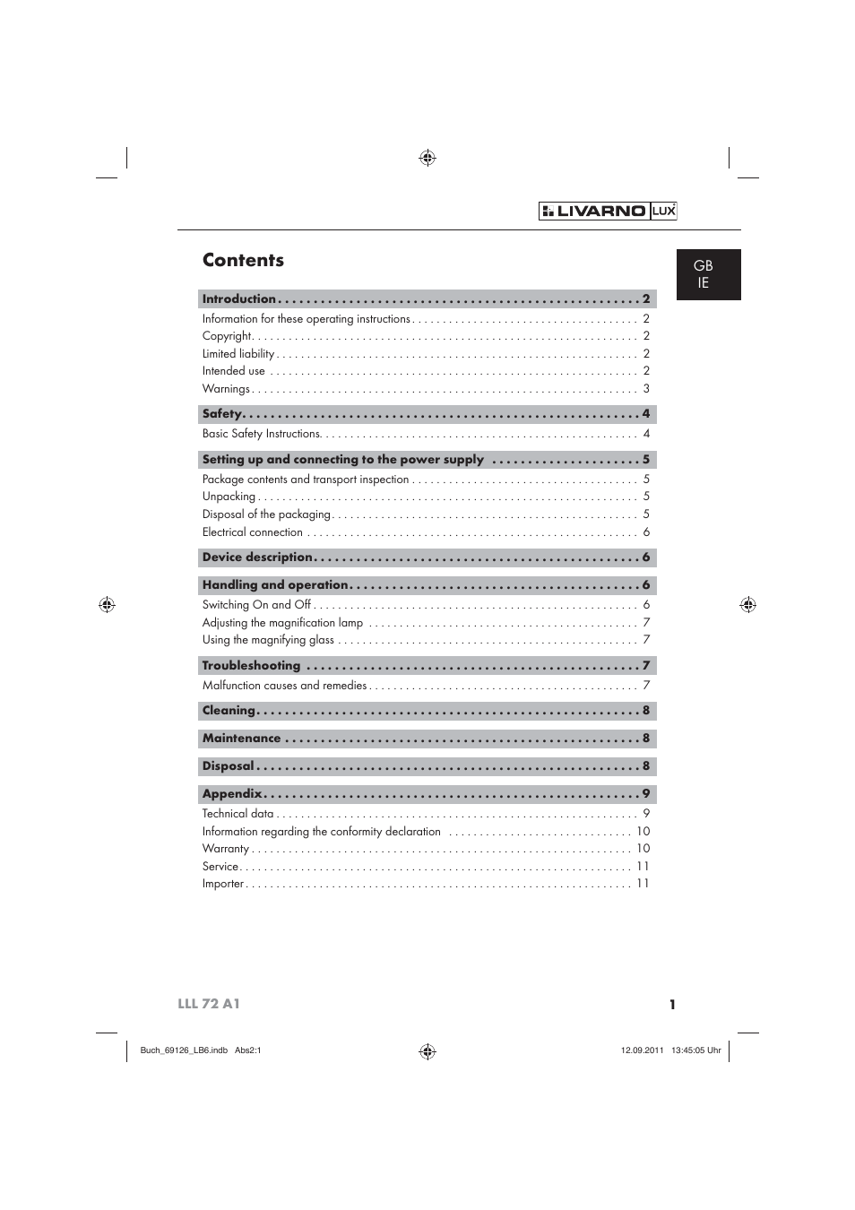 Livarno LLL 72 A1 User Manual | Page 3 / 13