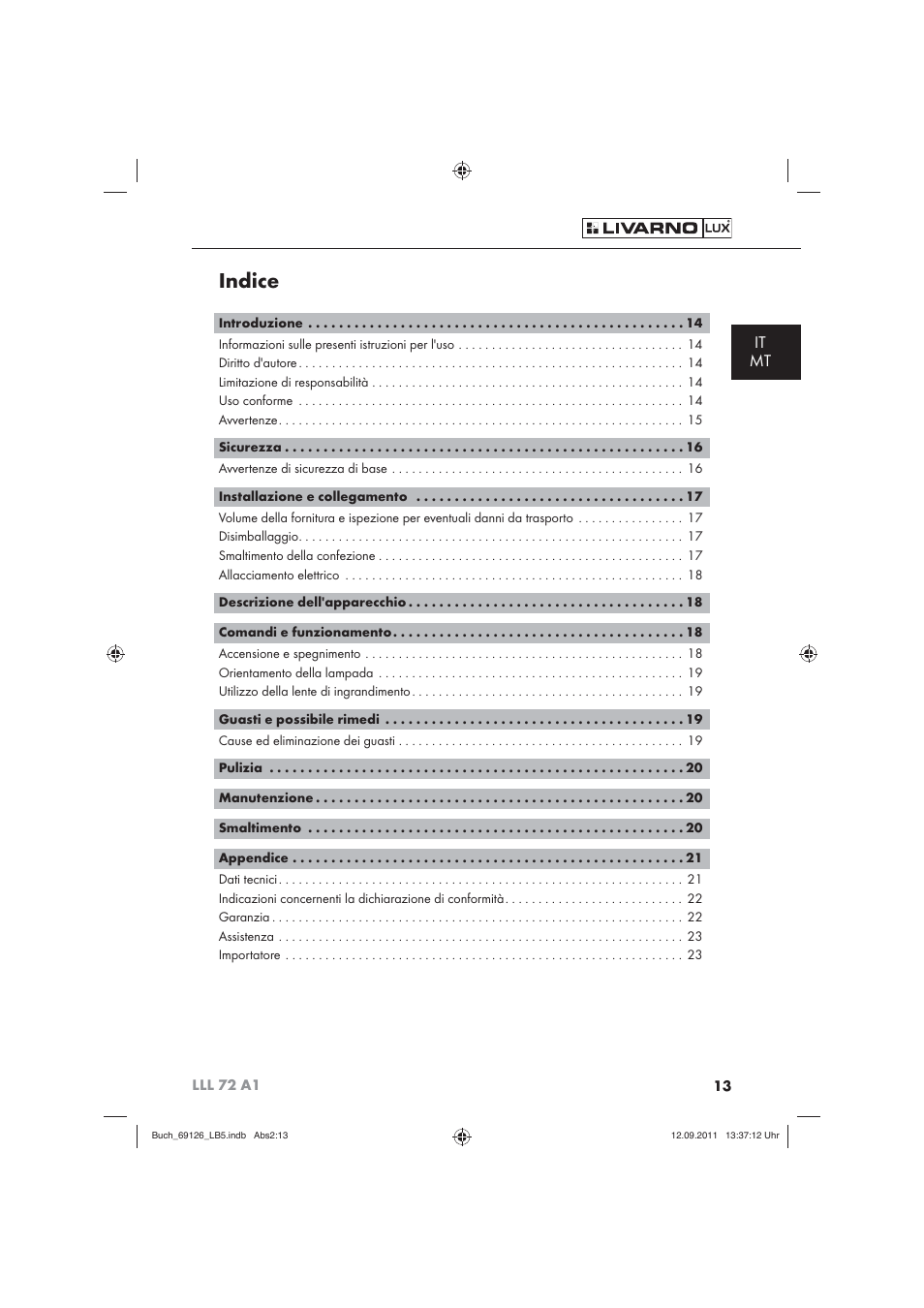 Indice, It mt | Livarno LLL 72 A1 User Manual | Page 15 / 61