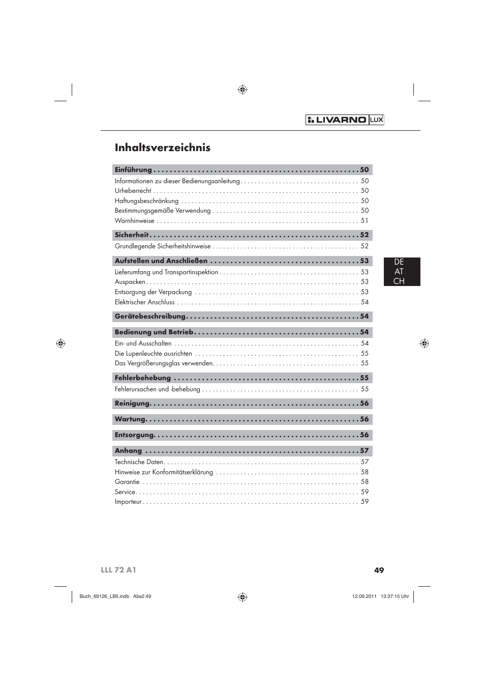 Livarno LLL 72 A1 User Manual | Page 51 / 61