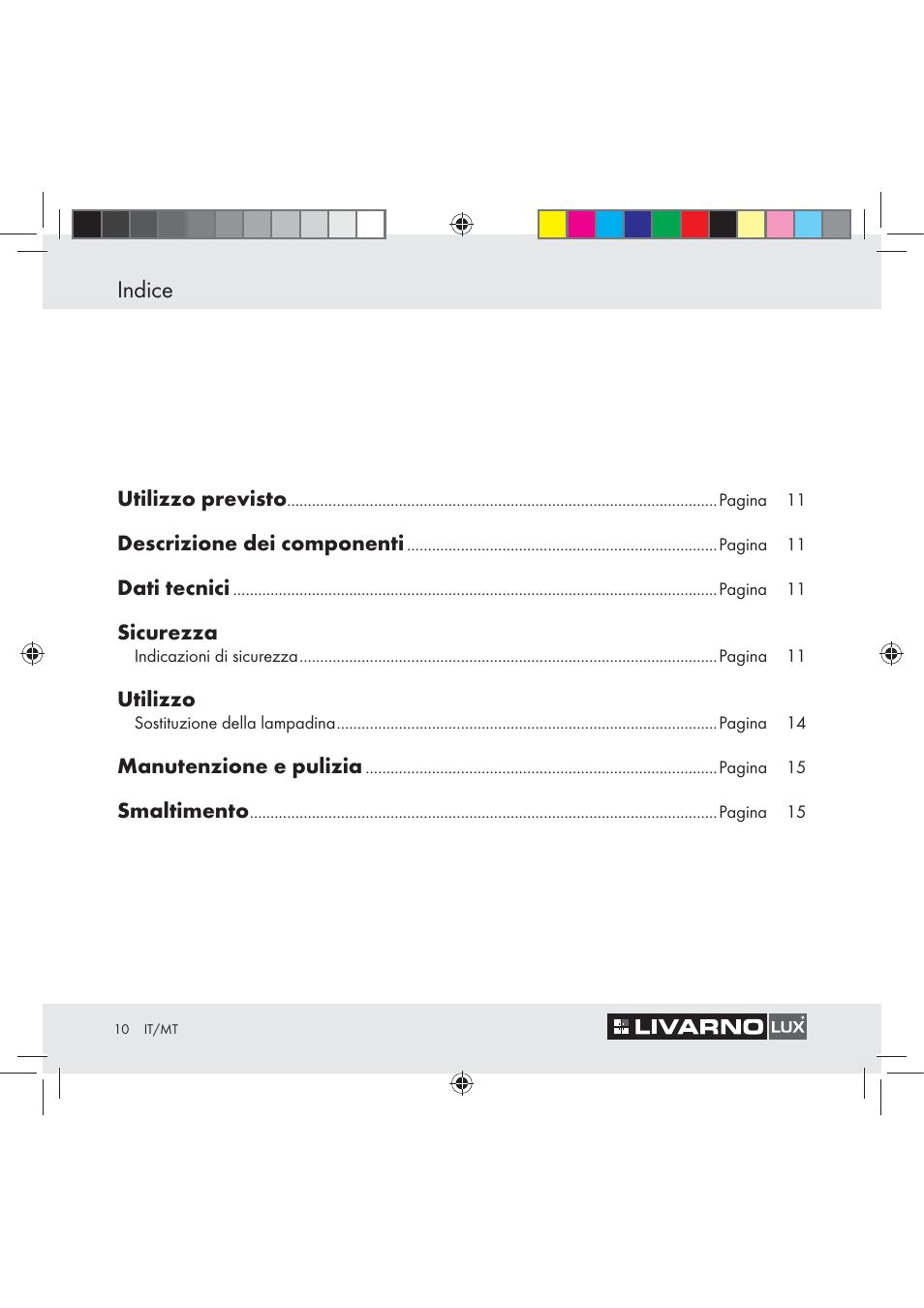 Indice | Livarno Z31044 User Manual | Page 10 / 34