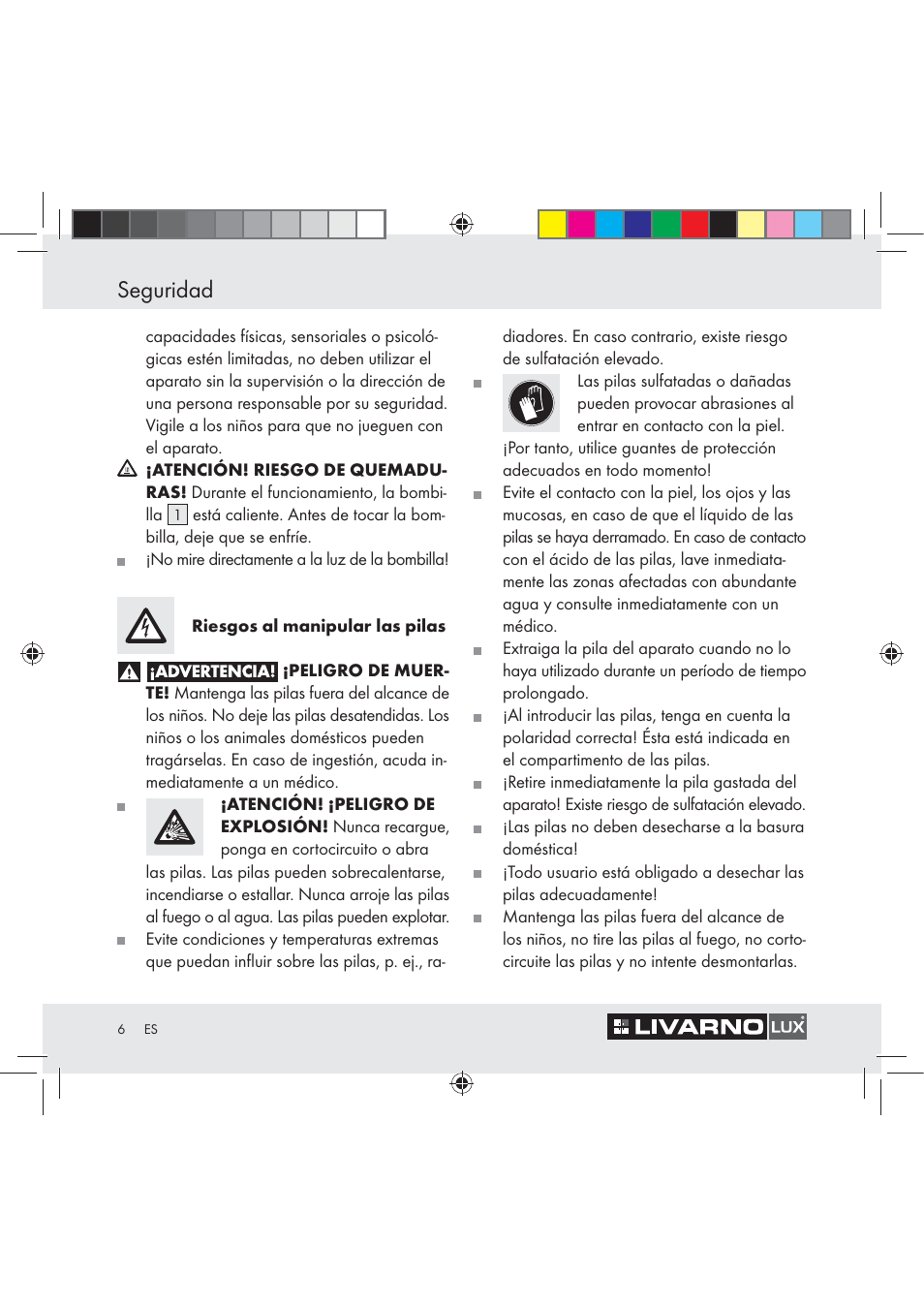 Seguridad | Livarno Z31044 User Manual | Page 6 / 34