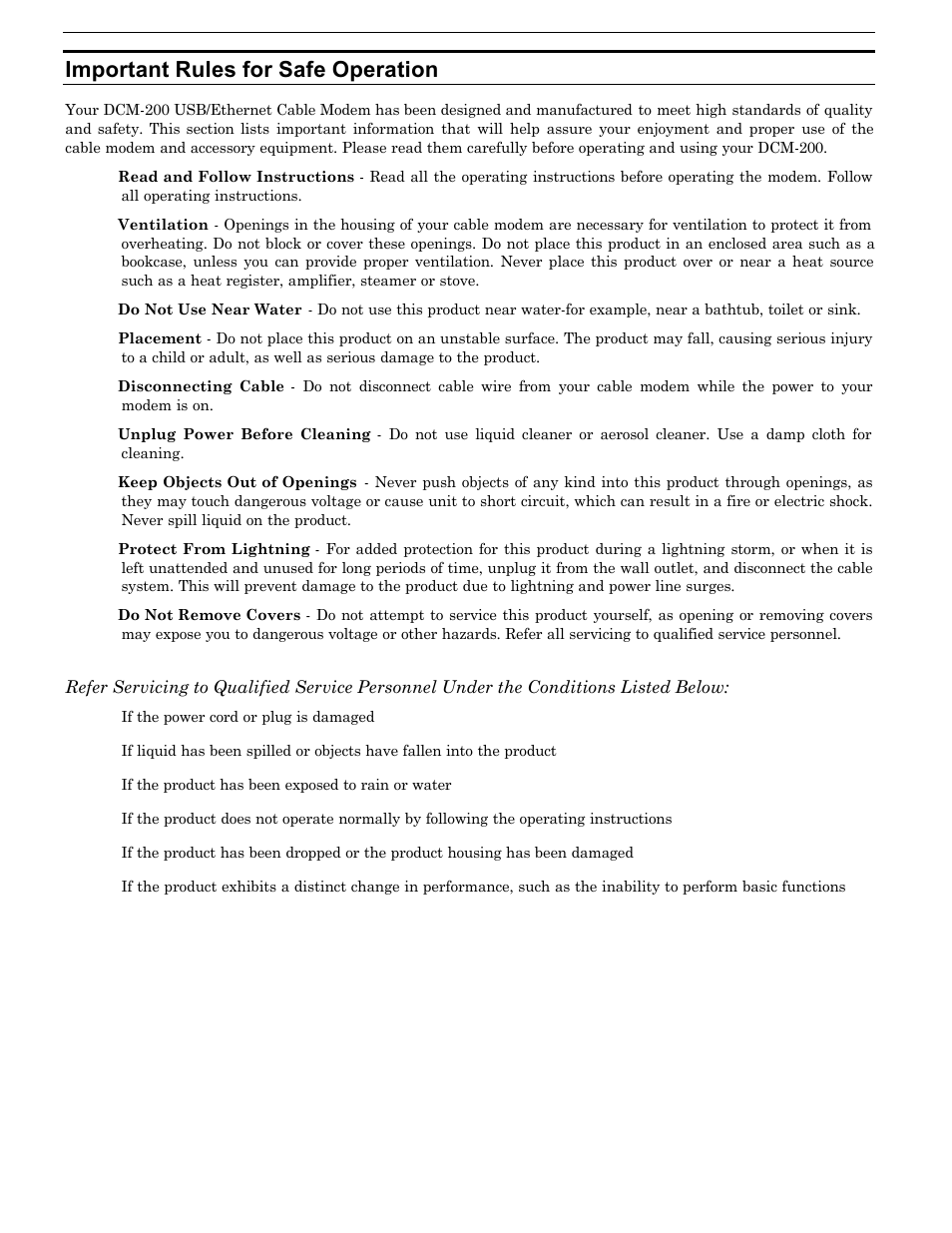 Important rules for safe operation | D-Link DCM-200 User Manual | Page 20 / 32