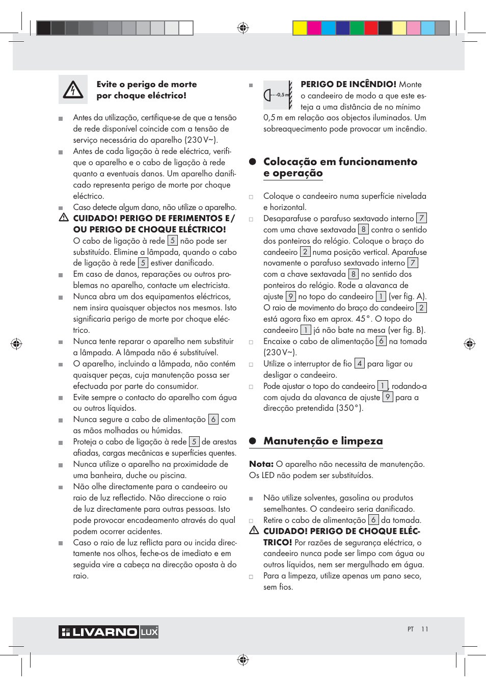 Colocação em funcionamento e operação, Manutenção e limpeza | Livarno Z30348A User Manual | Page 11 / 19