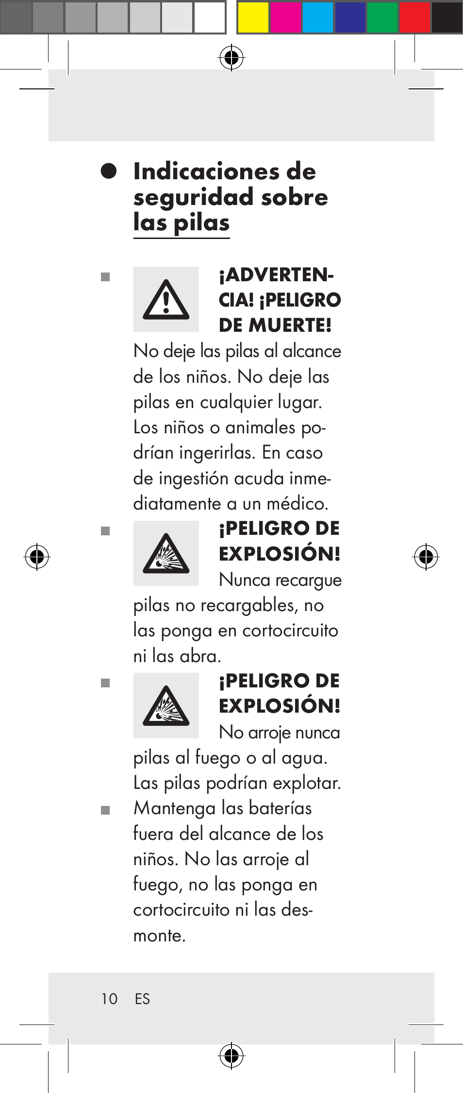 Indicaciones de seguridad sobre las pilas | Livarno Z31237A Z31237B User Manual | Page 10 / 71