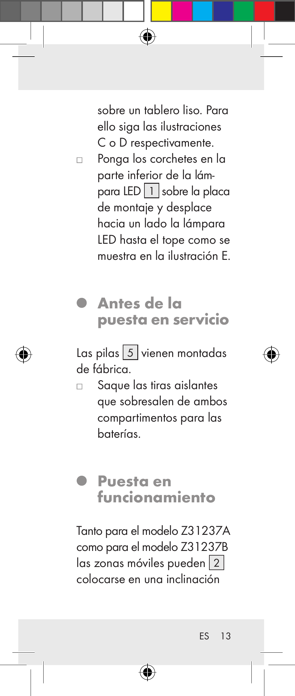 Antes de la puesta en servicio, Puesta en funcionamiento | Livarno Z31237A Z31237B User Manual | Page 13 / 71