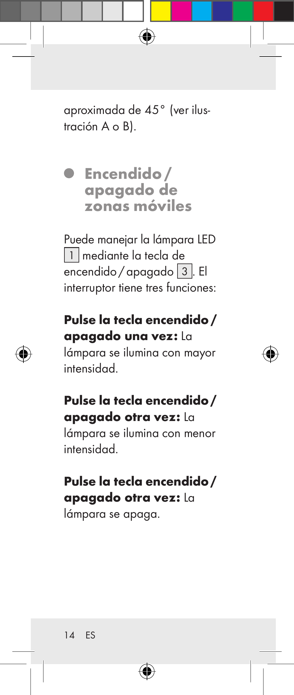 Encendido / apagado de zonas móviles | Livarno Z31237A Z31237B User Manual | Page 14 / 71