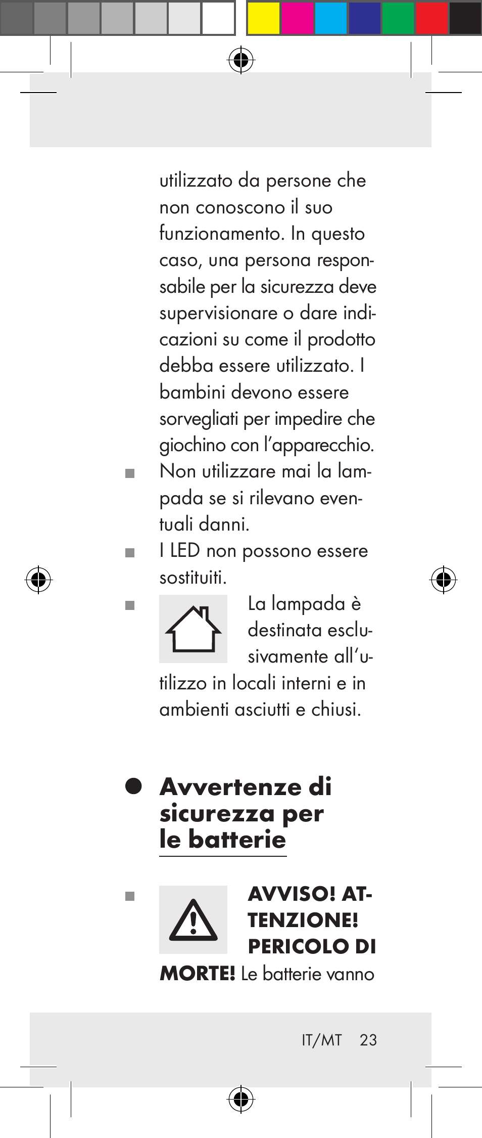 Avvertenze di sicurezza per le batterie | Livarno Z31237A Z31237B User Manual | Page 23 / 71