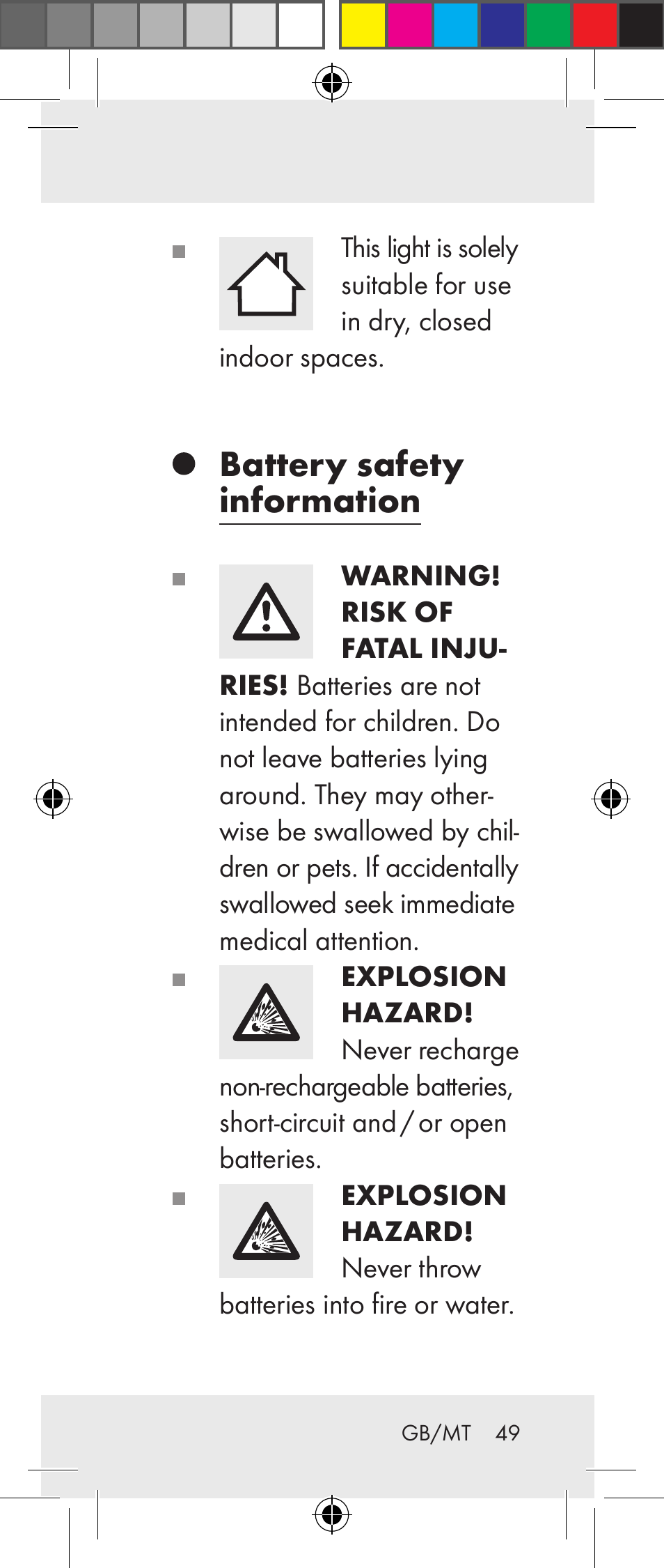 Battery safety information | Livarno Z31237A Z31237B User Manual | Page 49 / 71