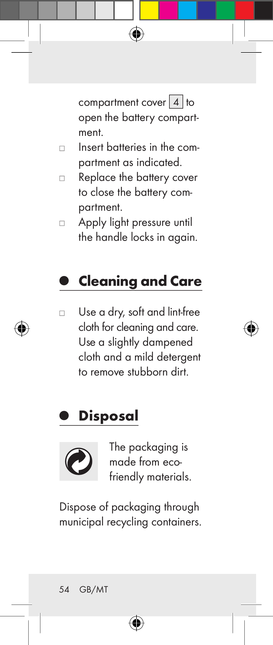 Cleaning and care, Disposal | Livarno Z31237A Z31237B User Manual | Page 54 / 71