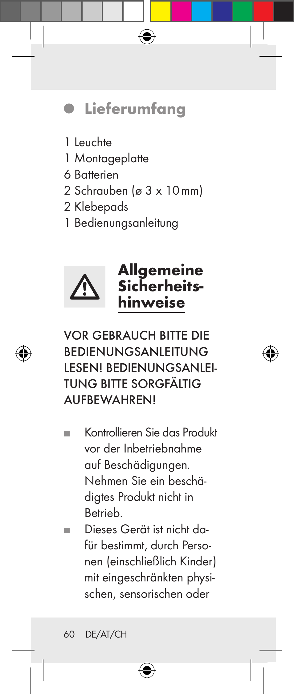 Lieferumfang, Allgemeine sicherheits- hinweise | Livarno Z31237A Z31237B User Manual | Page 60 / 71