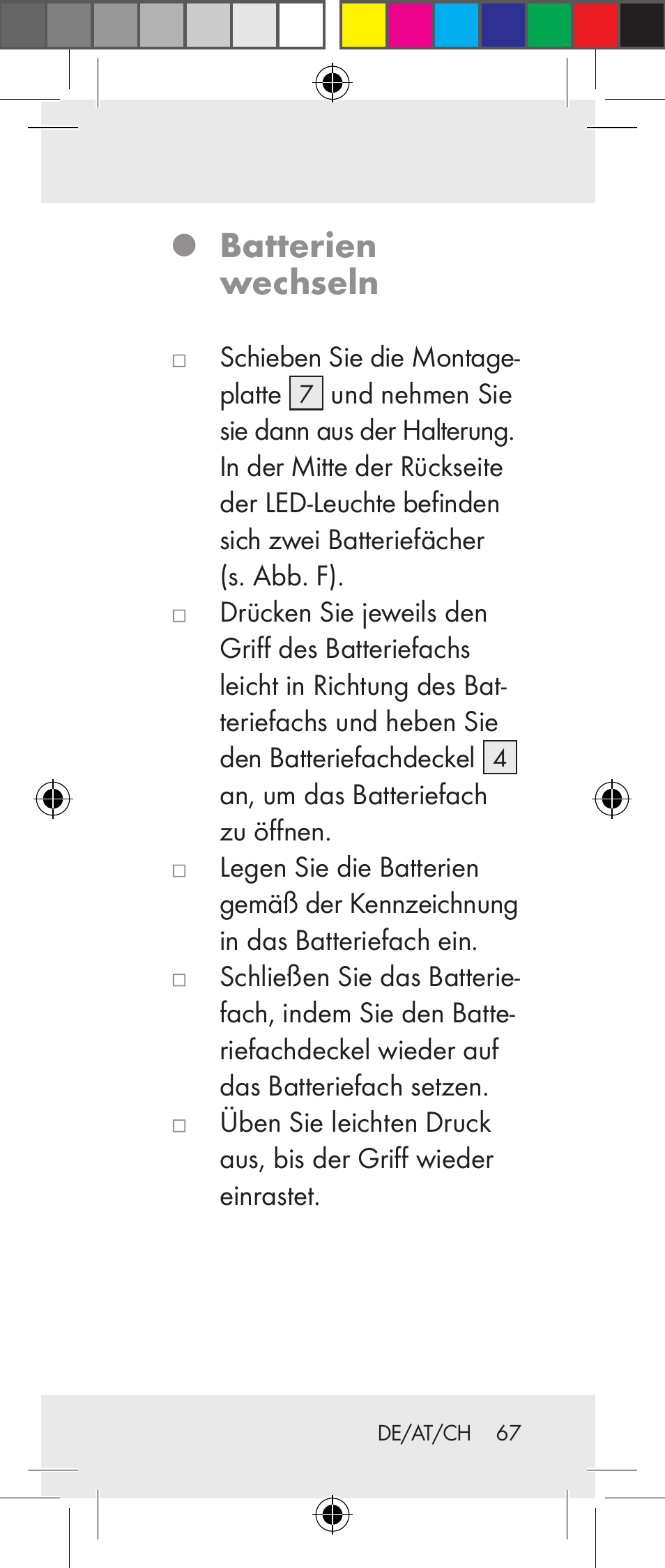 Batterien wechseln | Livarno Z31237A Z31237B User Manual | Page 67 / 71