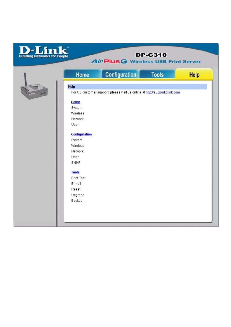 Using the web configuration (continued) | D-Link DP-G310 User Manual | Page 29 / 88