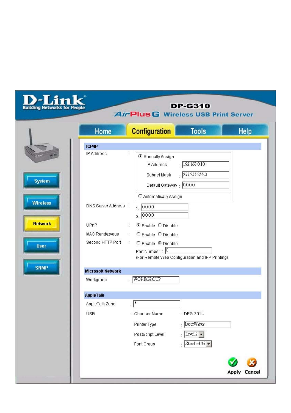 Tcp/ip printing for windows xp (continued) | D-Link DP-G310 User Manual | Page 33 / 88