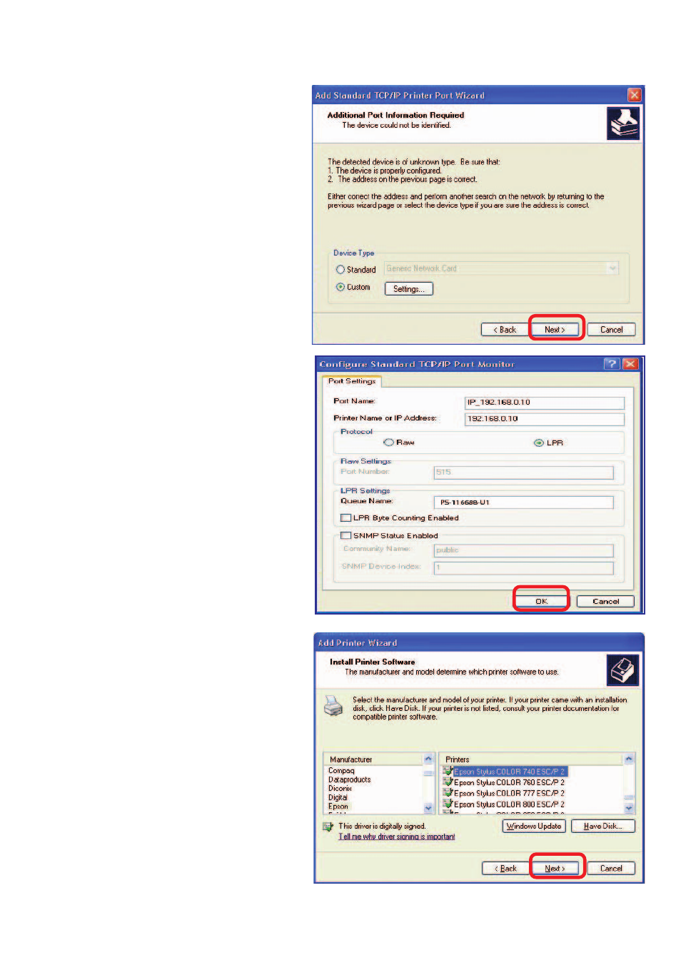 Tcp/ip printing for windows xp (continued) | D-Link DP-G310 User Manual | Page 37 / 88