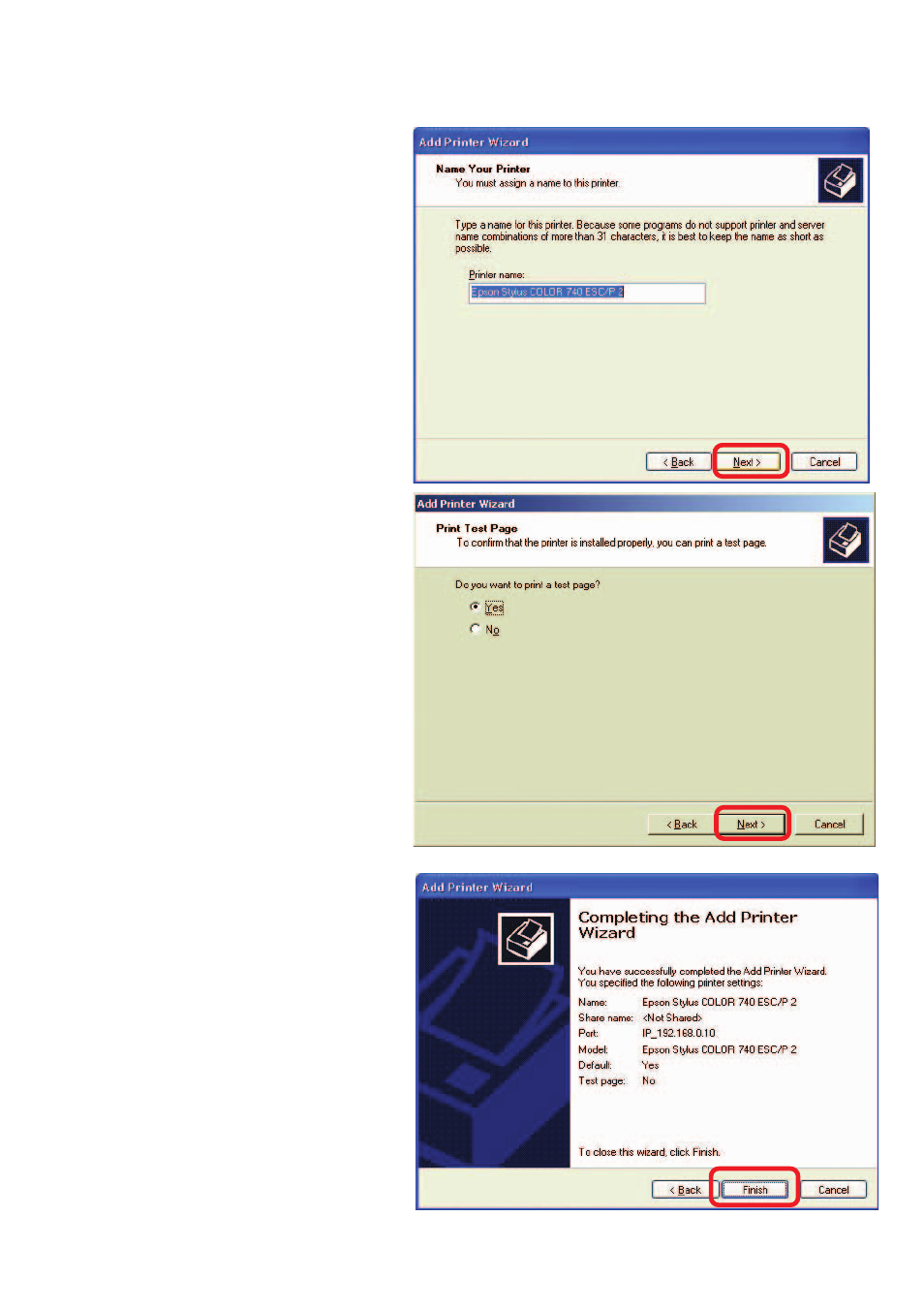 Tcp/ip printing for windows xp (continued) | D-Link DP-G310 User Manual | Page 38 / 88